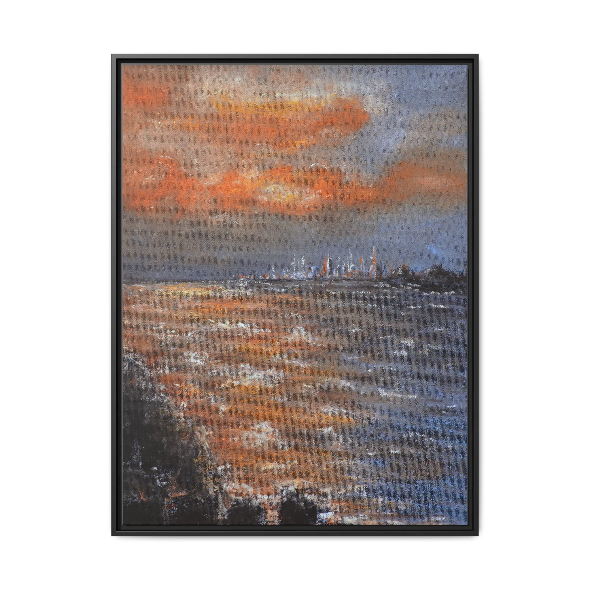 Framed Matte Canvas Print — Coastal Sunset Seascape