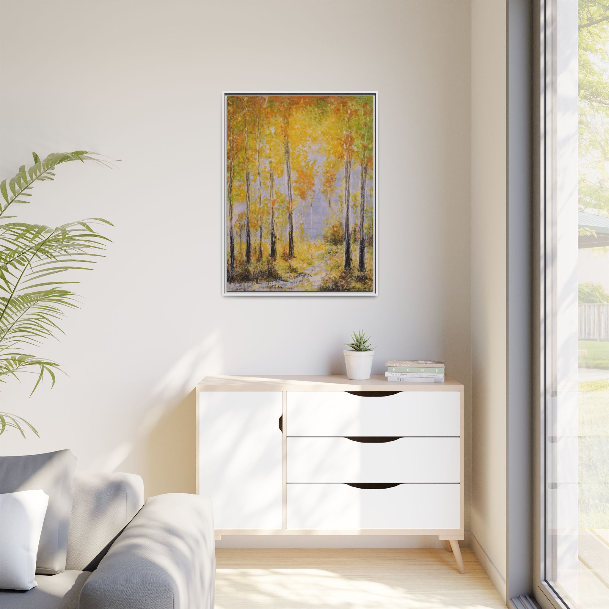 Autumn Birch Forest - Canvas Framed Wall Art