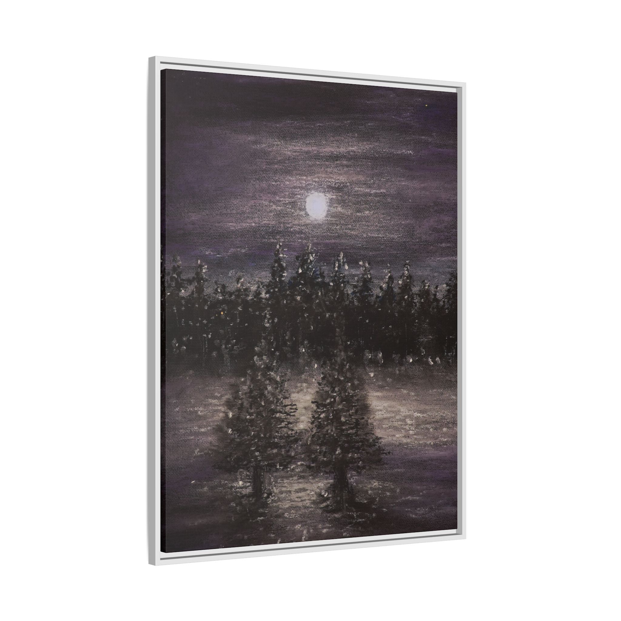 Moonlit Forest Matte Canvas Print — Framed Wall Art