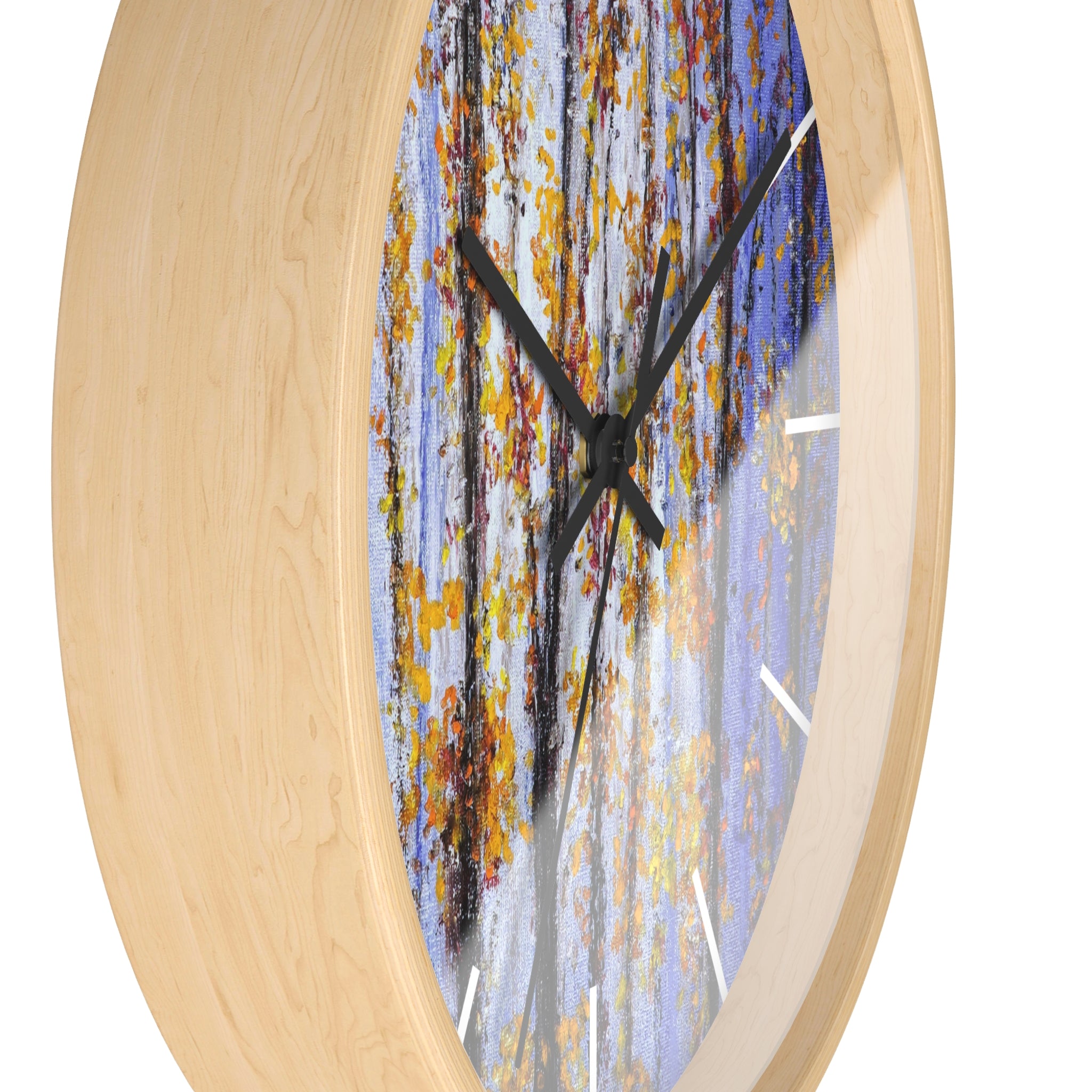 Autumn Aspen Wall Clock — Forest Birch Trees Fall Leaves Decorative Clock