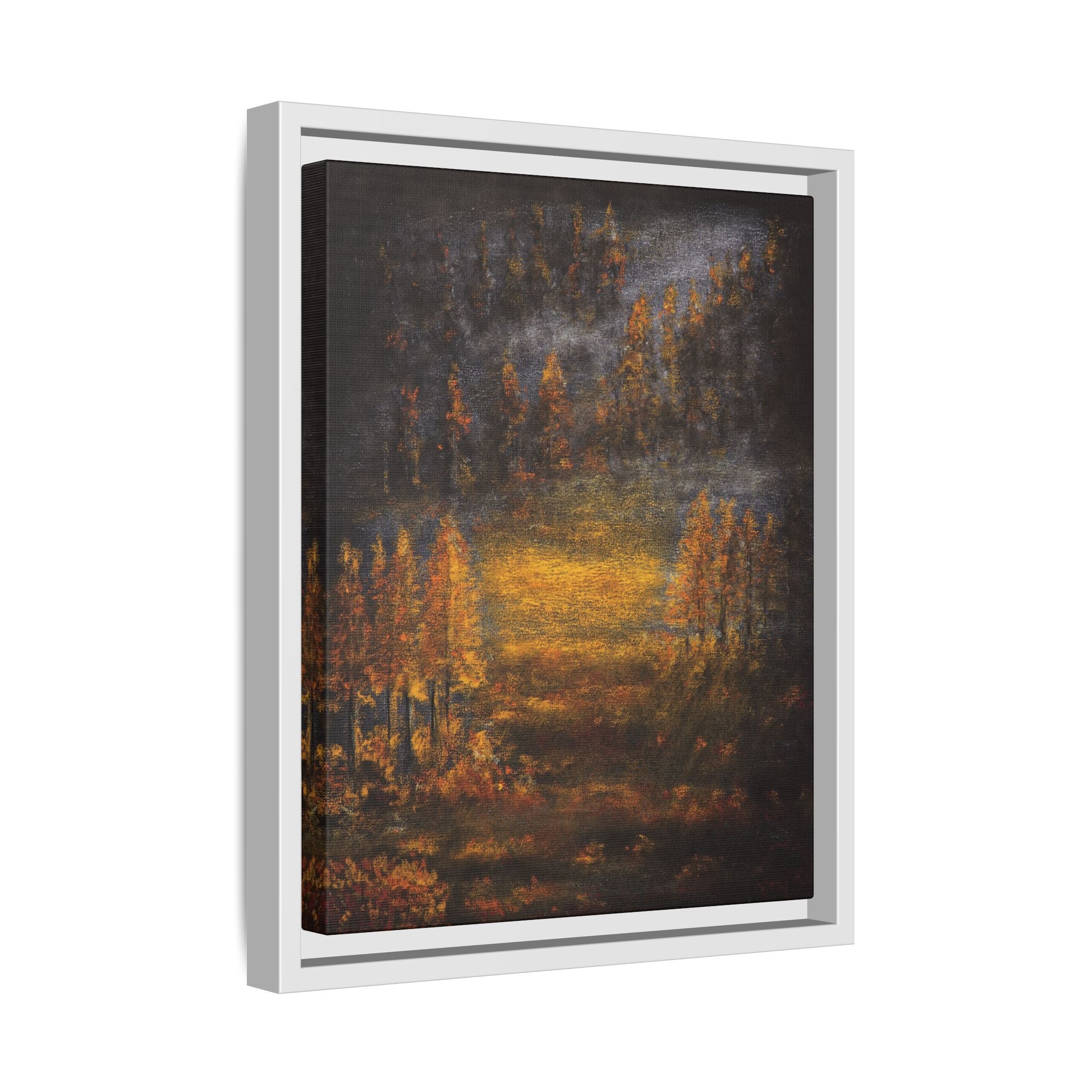 Autumn Glow Landscape - Framed Matte Canvas Wall Art