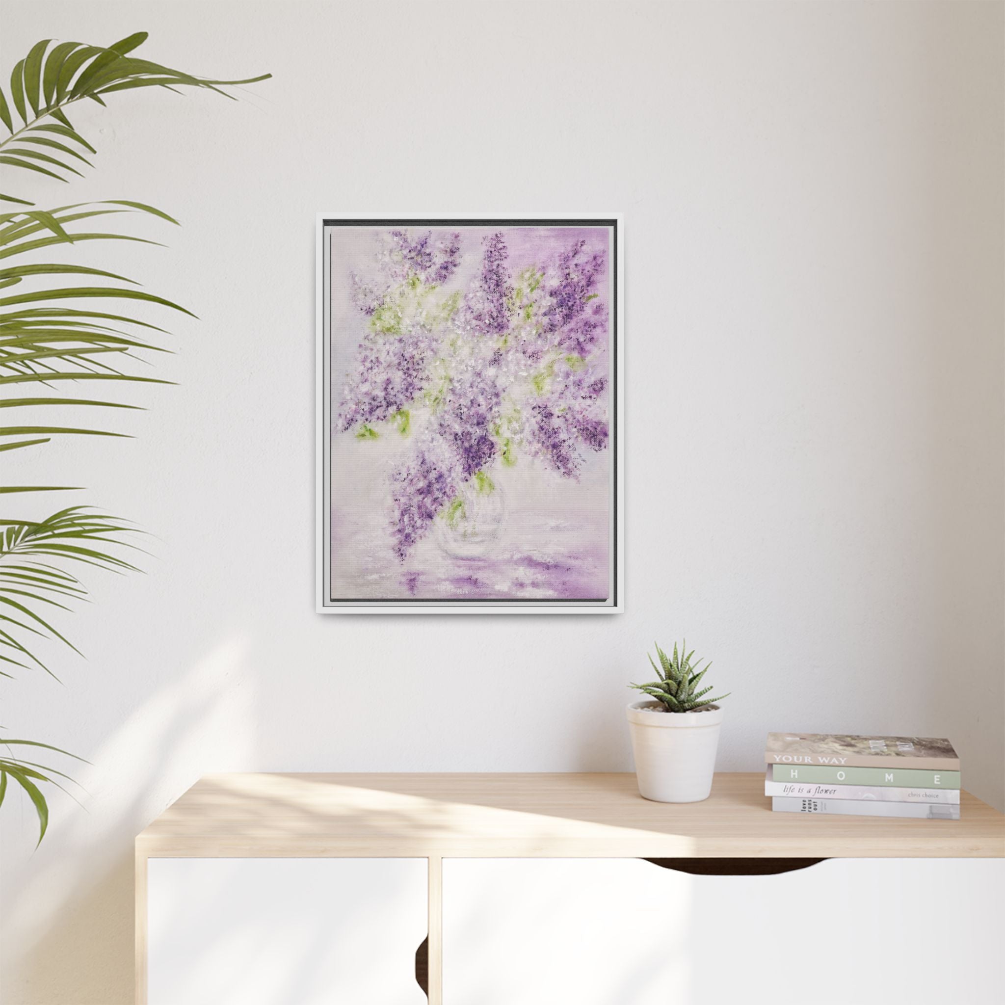 Framed Lilac Canvas Print — Matte Floral Wall Art