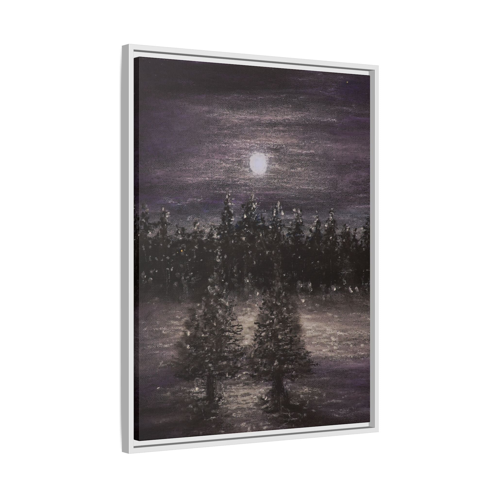 Moonlit Forest Matte Canvas Print — Framed Wall Art