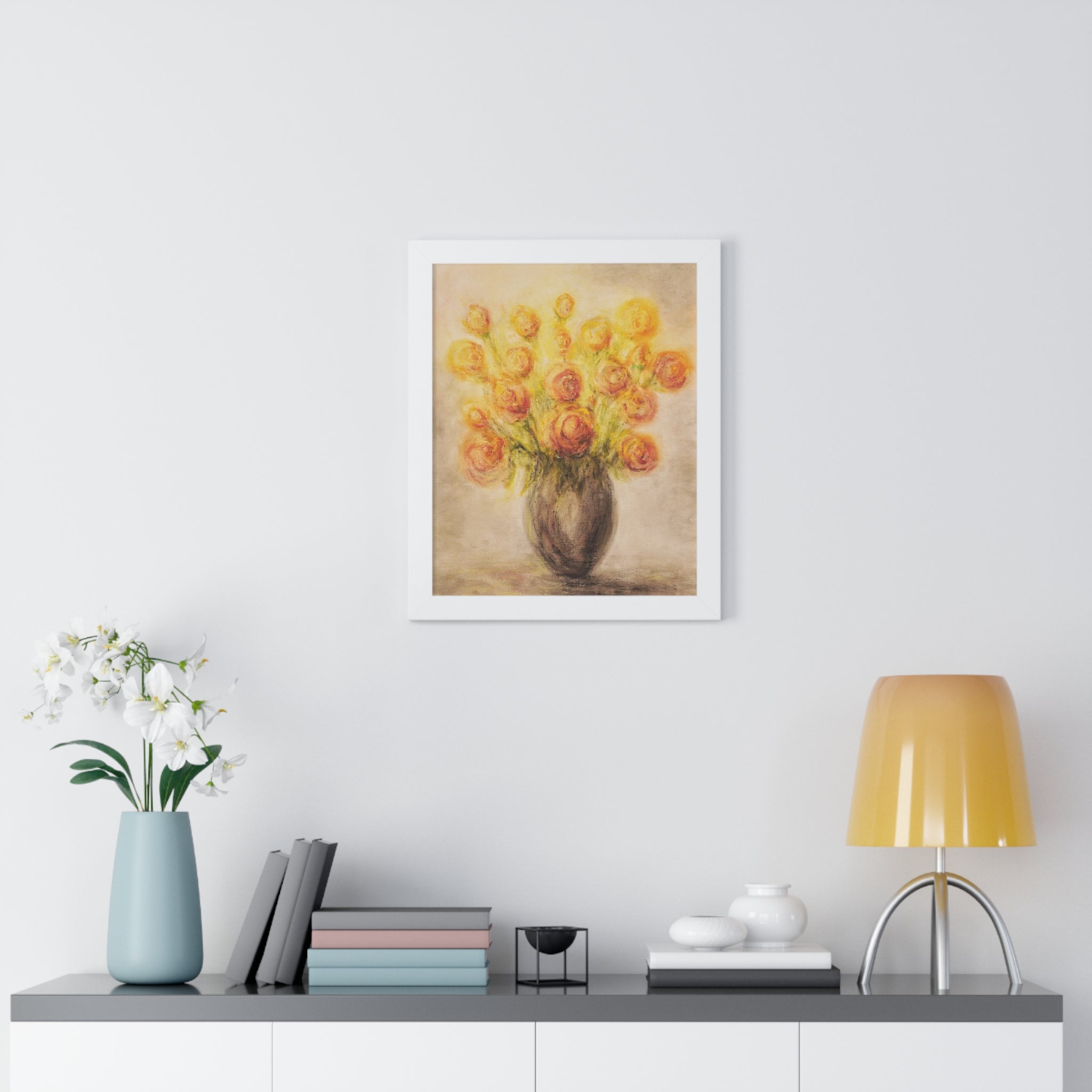 Framed Poster - Yellow Rose Bouquet Floral Art Print