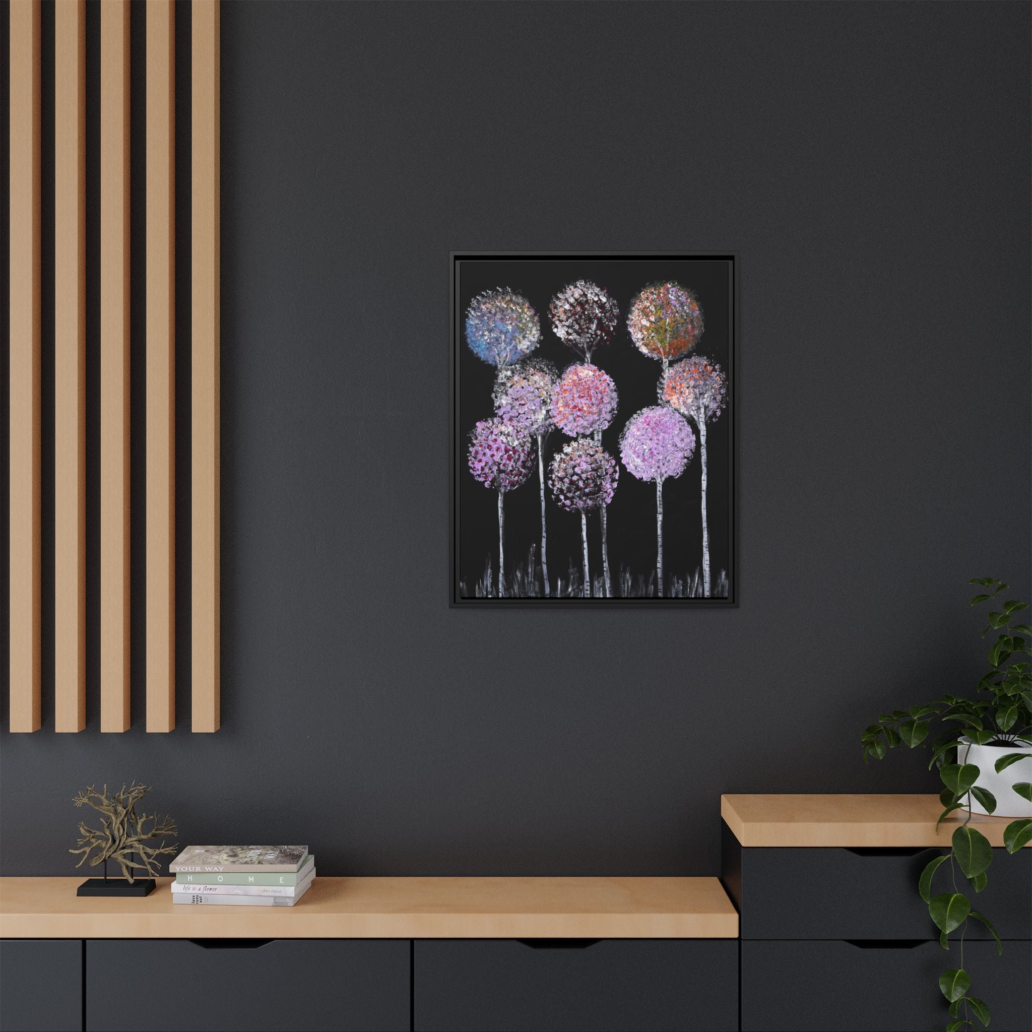 Framed Matte Canvas-Pastel Floral Art