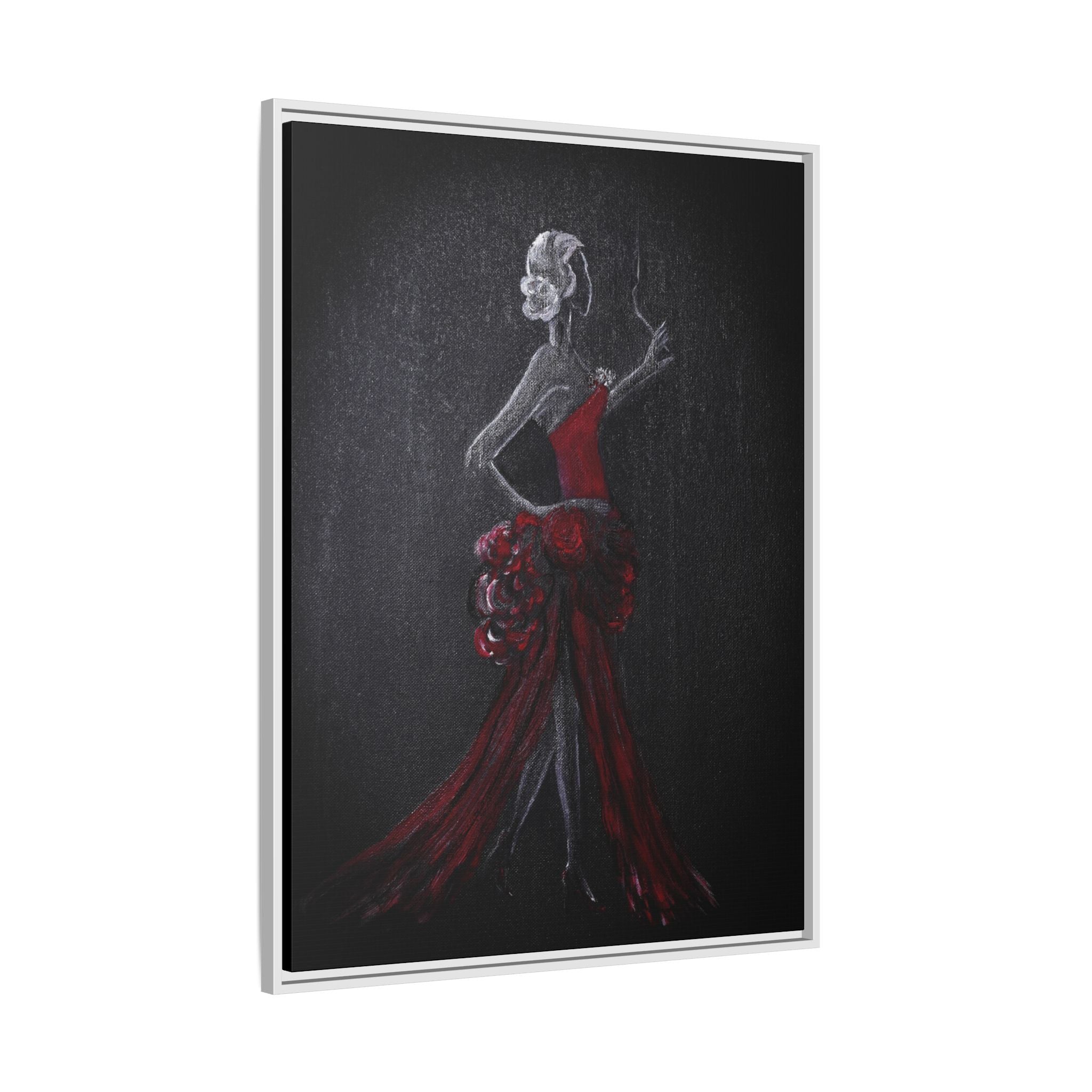 Framed Matte Canvas - Red Flamenco Dancer Art Print