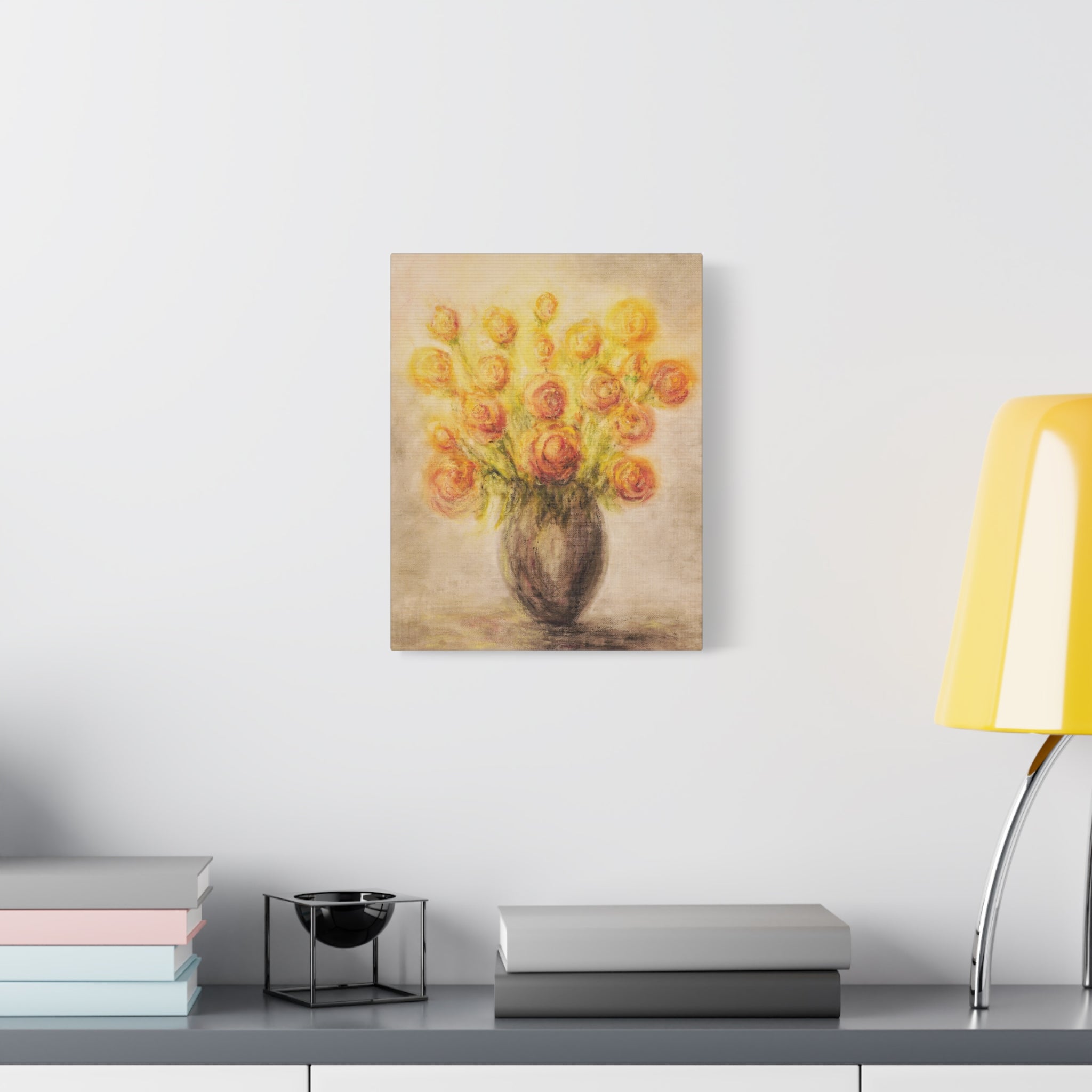 Matte Canvas Print - Golden Rose Bouquet Wall Art (Stretched 1.25")
