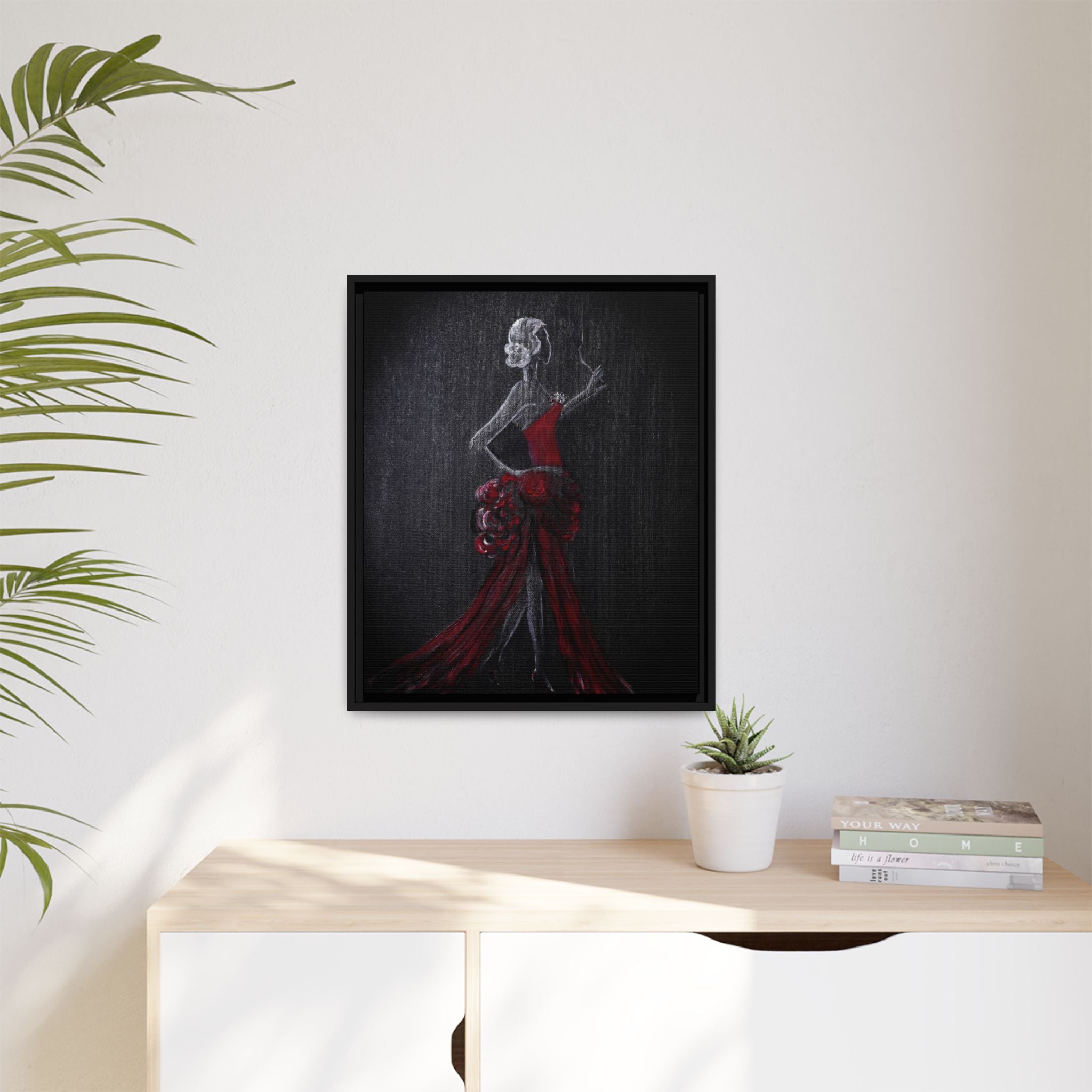 Framed Matte Canvas - Red Flamenco Dancer Art Print