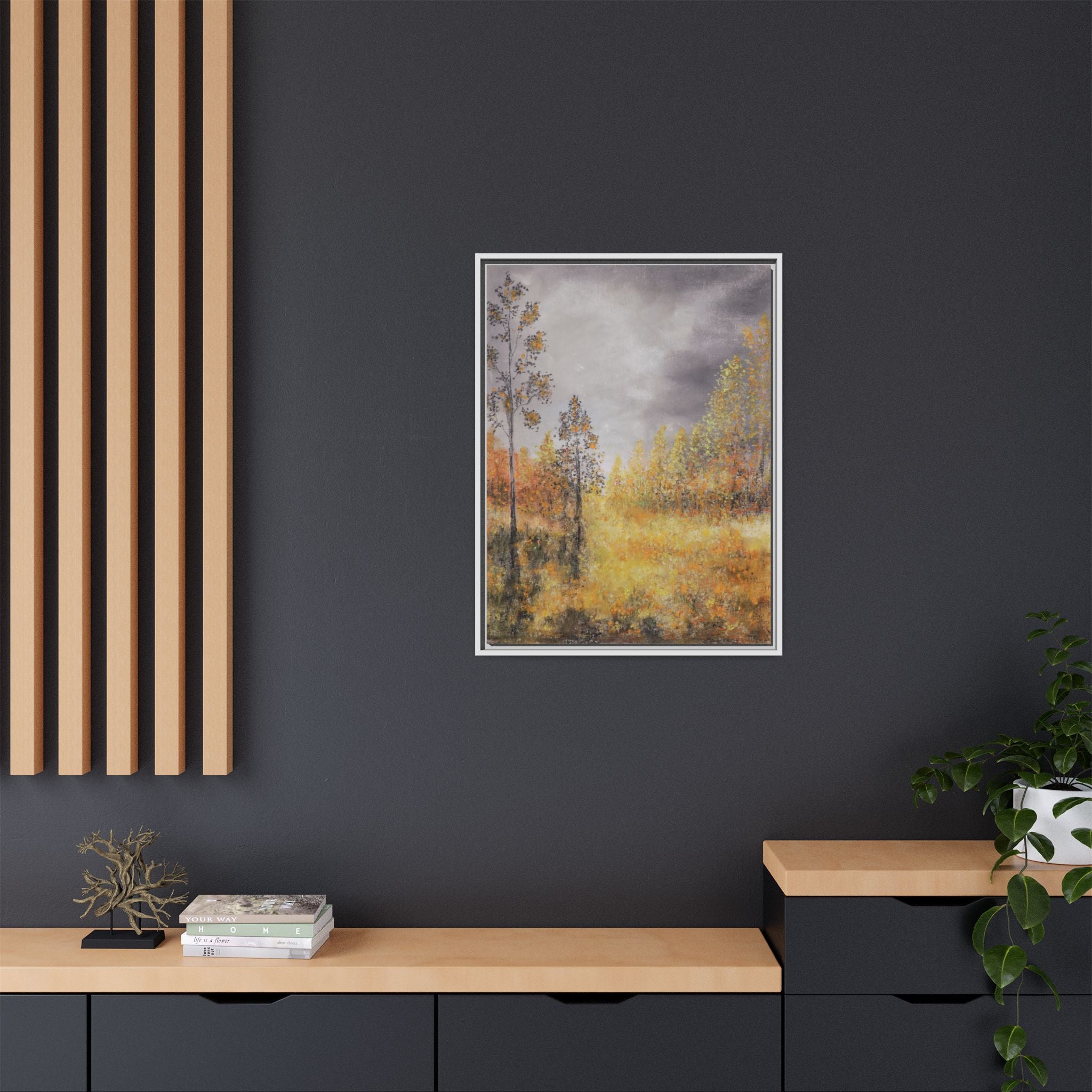 Autumn Meadow - Framed Autumn Landscape Canvas Print