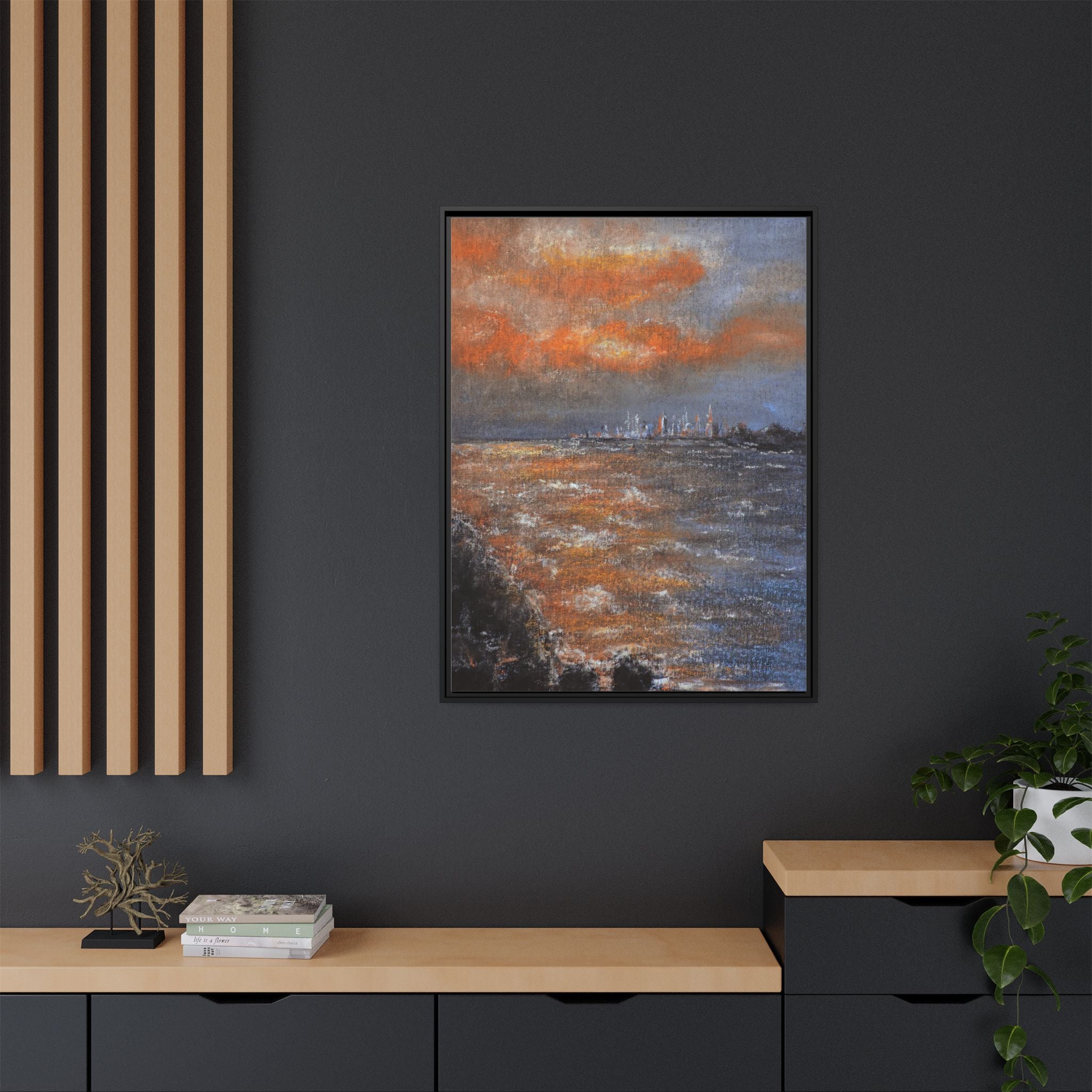 Framed Matte Canvas Print — Coastal Sunset Seascape