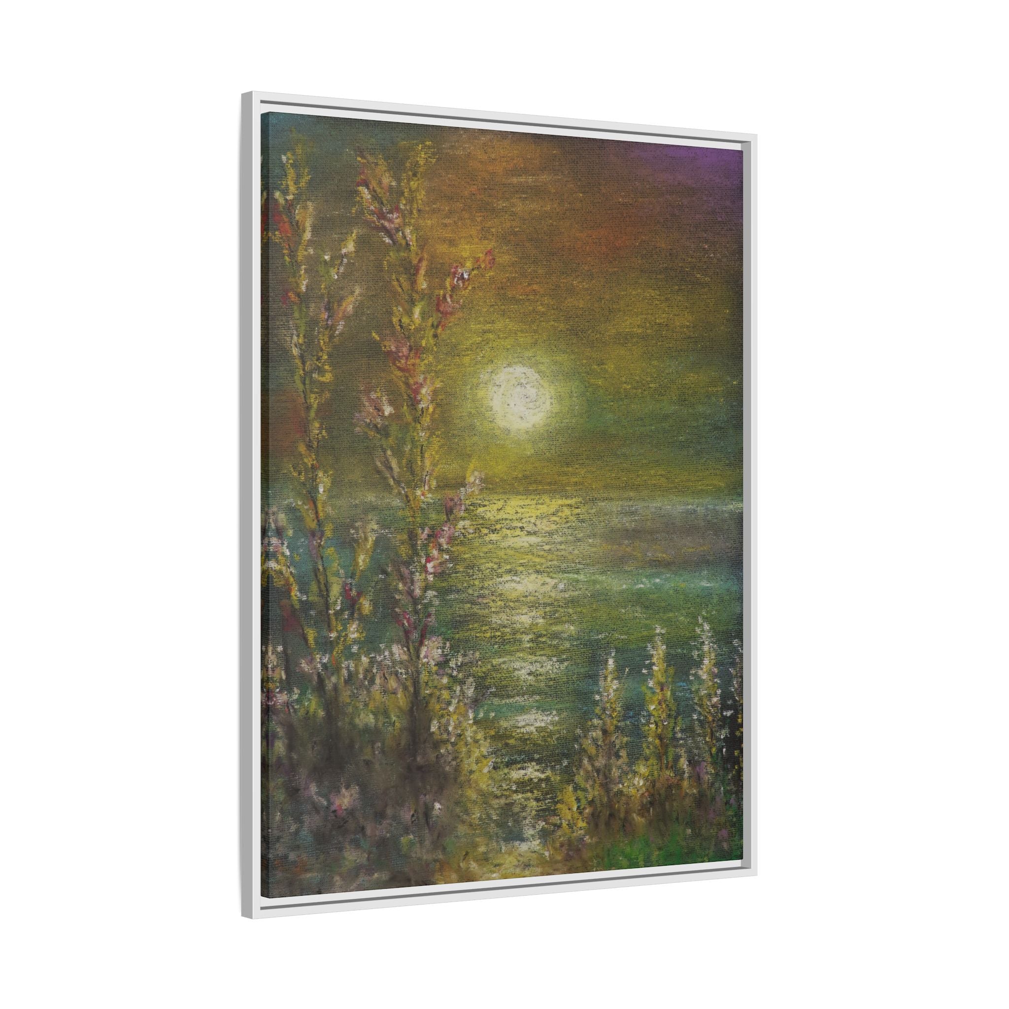 Framed Matte Canvas Print — Tranquil Moonlit Seascape
