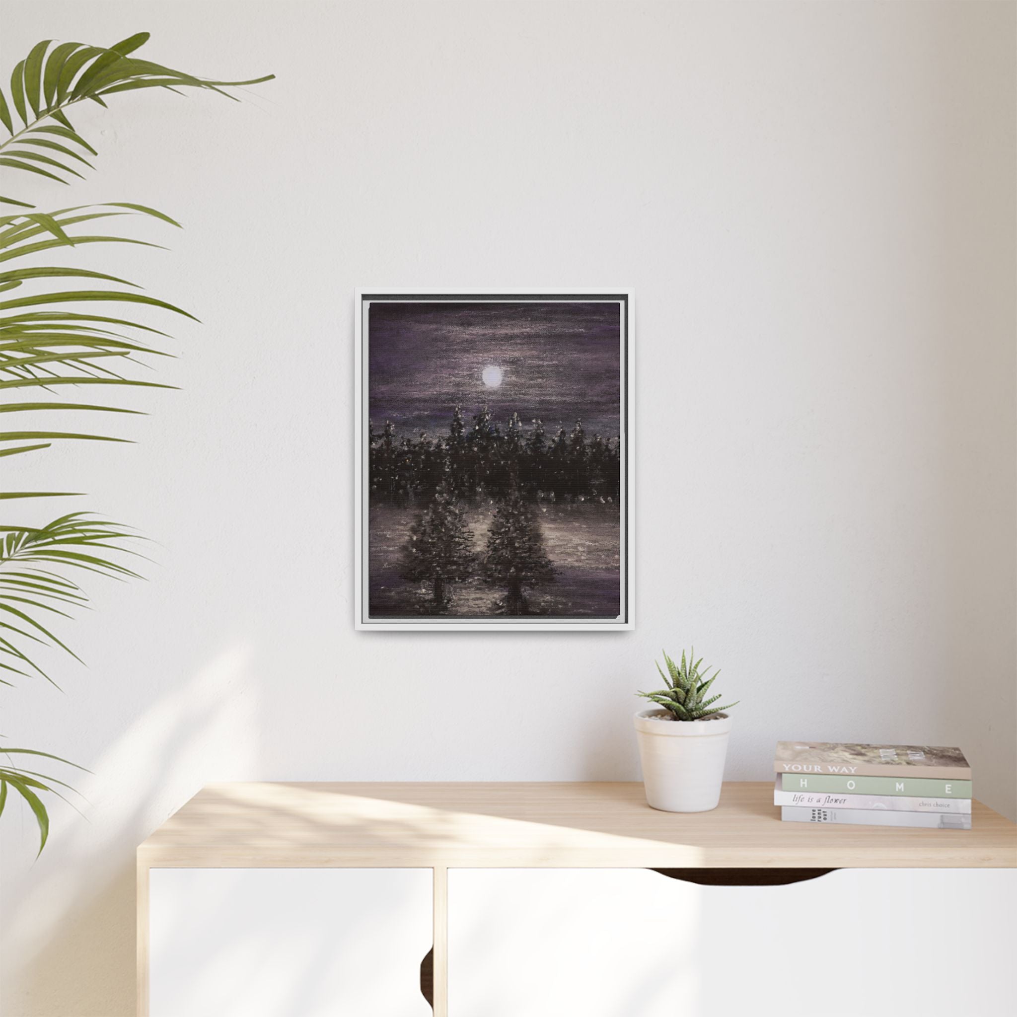 Moonlit Forest Matte Canvas Print — Framed Wall Art