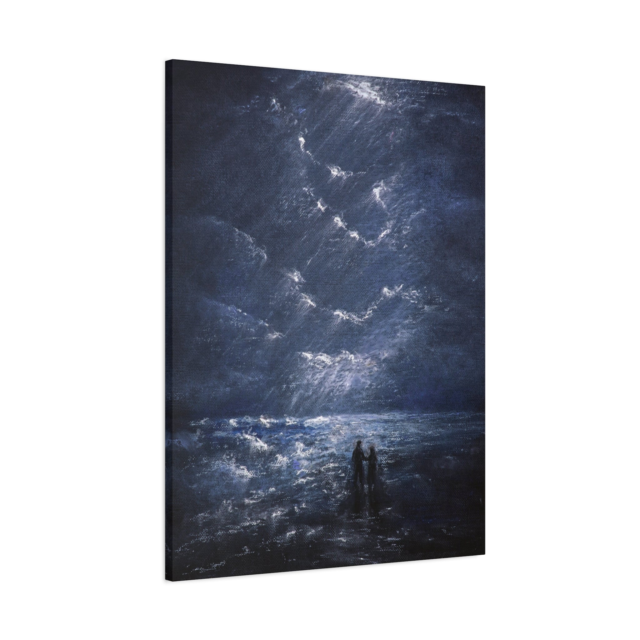 Couple on Shore at Night, Matte Stretched Wall Decor