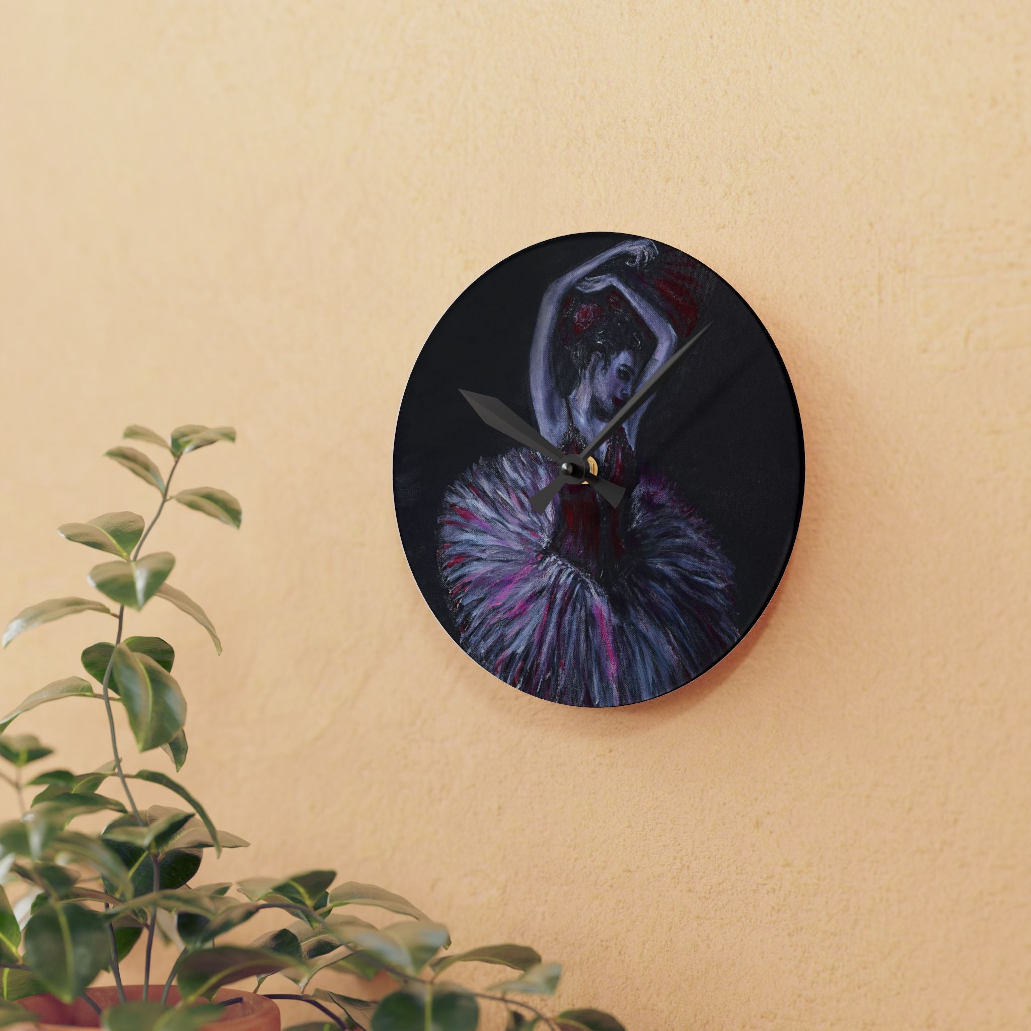 Ballerina Acrylic Wall Clock — Elegant Ballet Dancer Wall Art Timepiece
