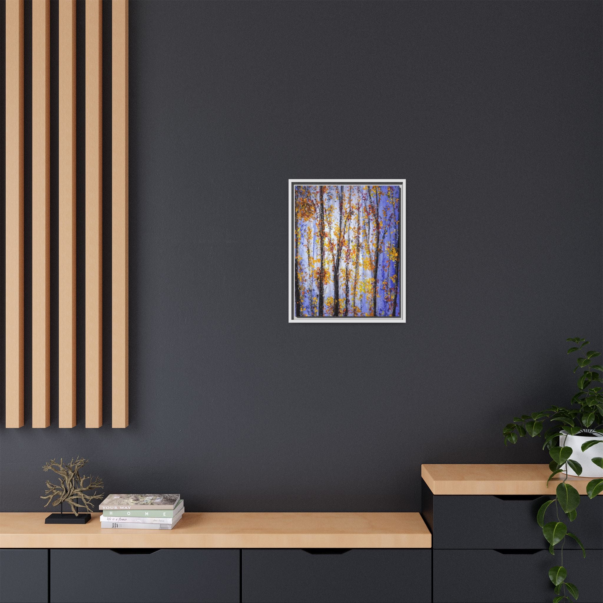 Framed Matte Canvas Art – Autumn Aspen Trees Wall Print