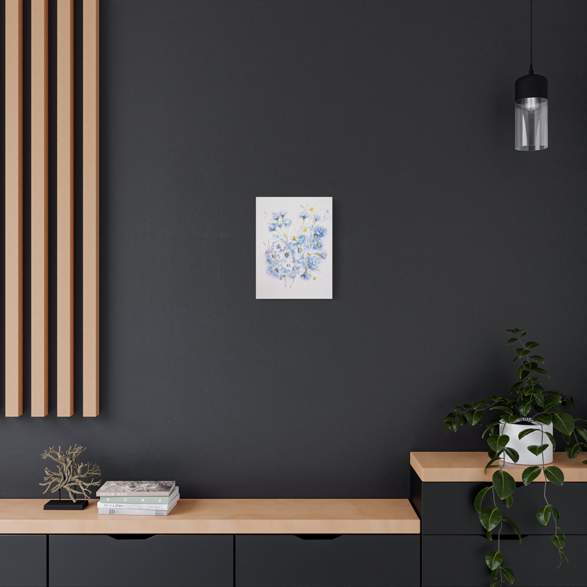 Blue Wildflower Bouquet Matte Canvas Wall Art — Stretched 1.25"