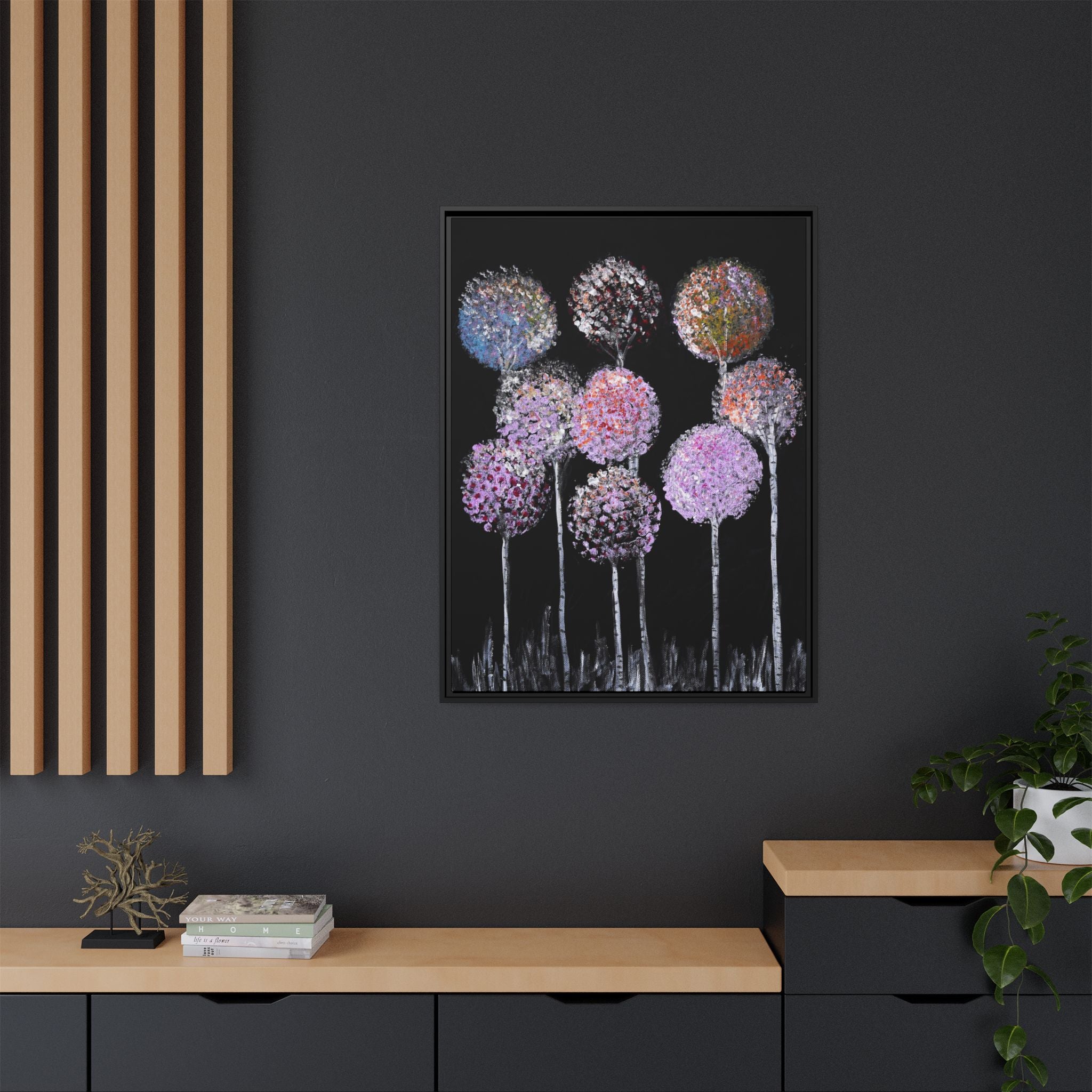 Framed Matte Canvas-Pastel Floral Art