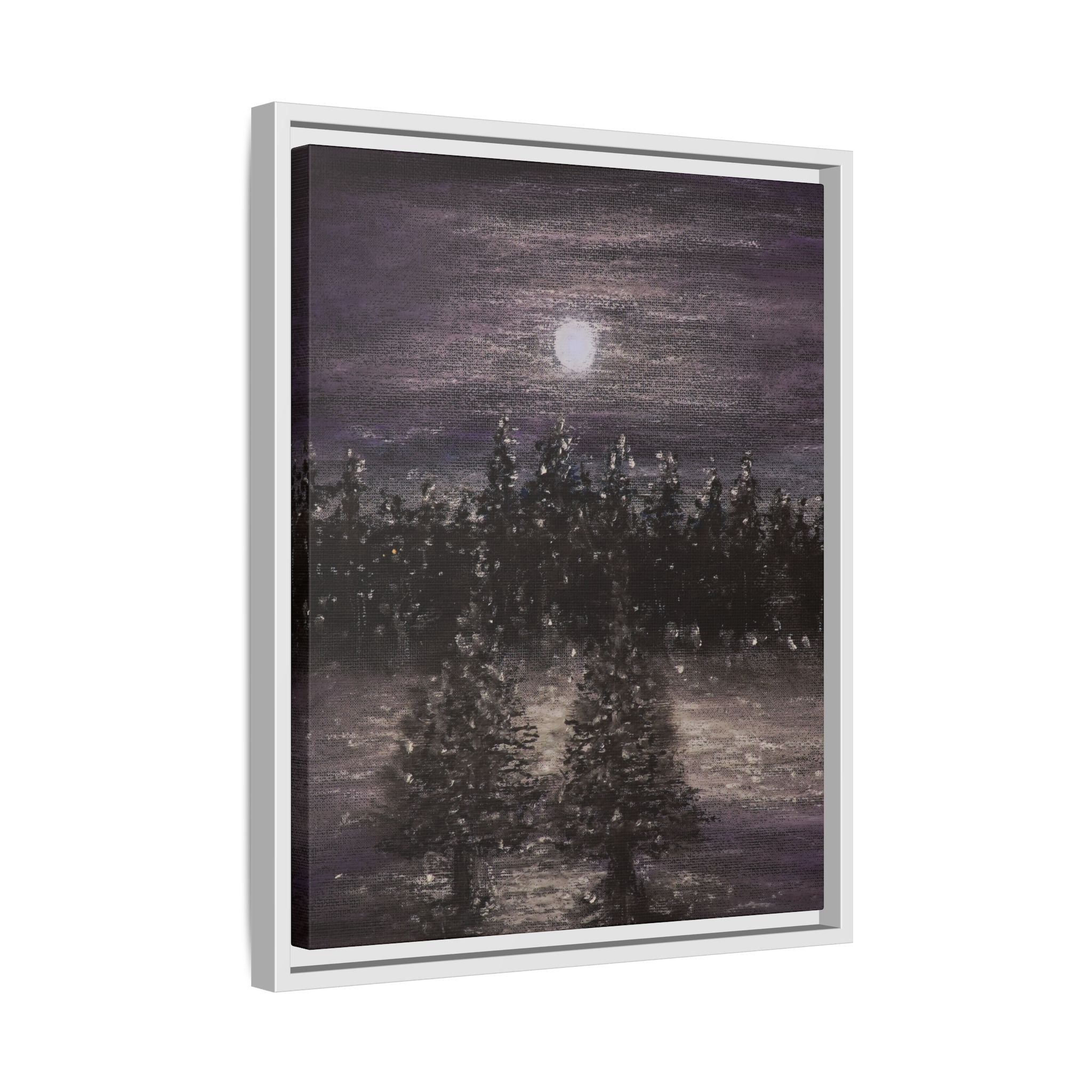 Moonlit Forest Matte Canvas Print — Framed Wall Art