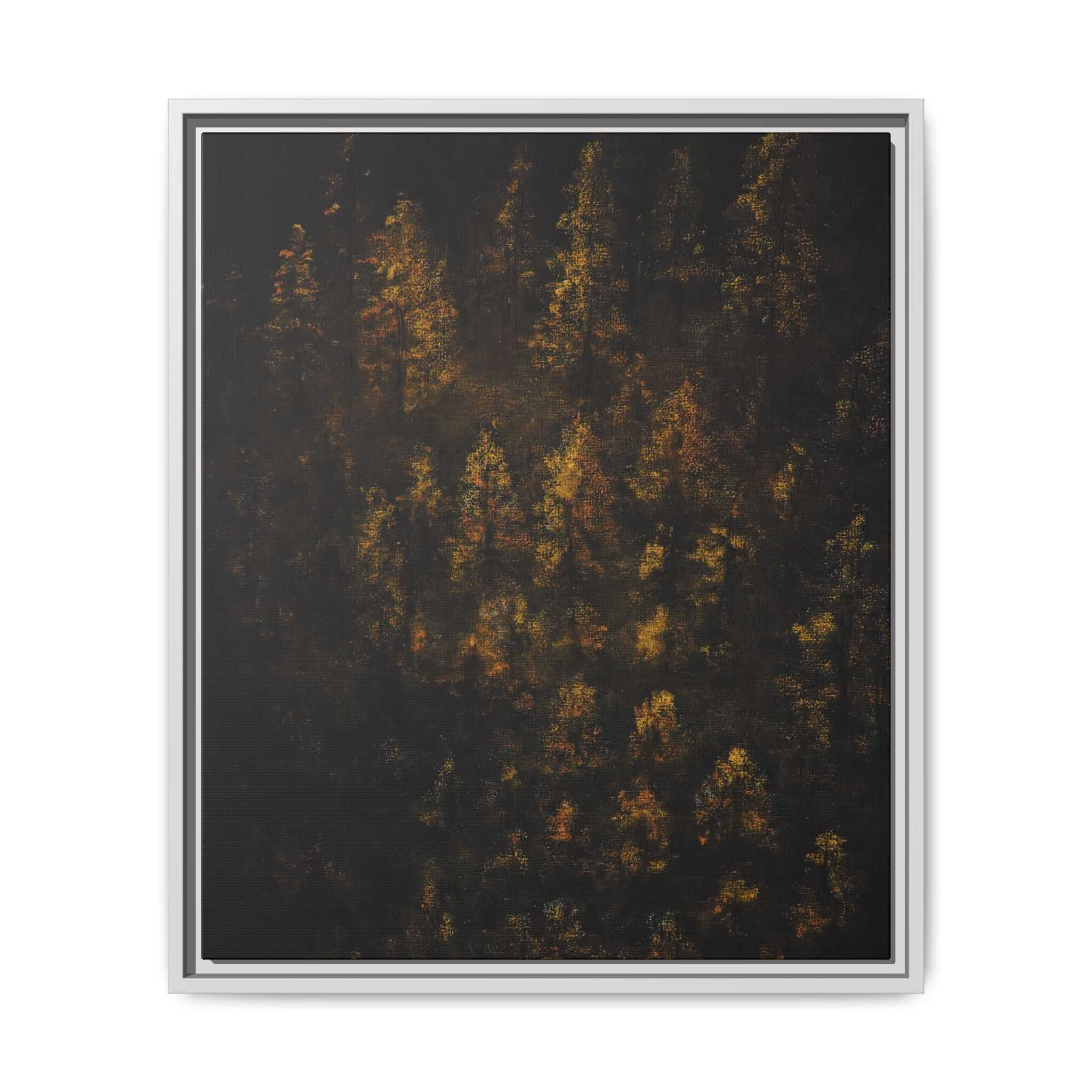Framed Matte Canvas Forest Print — Golden Autumn Trees Wall Art