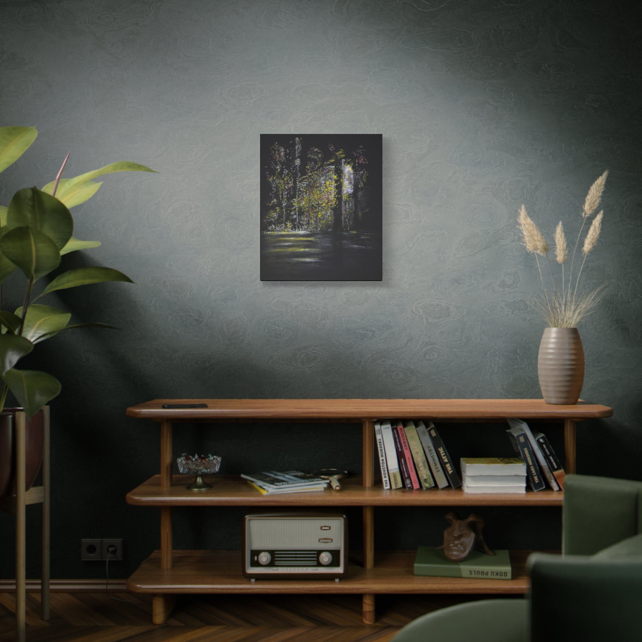 Matte Canvas - Moonlit Forest Landscape Stretched Art Print