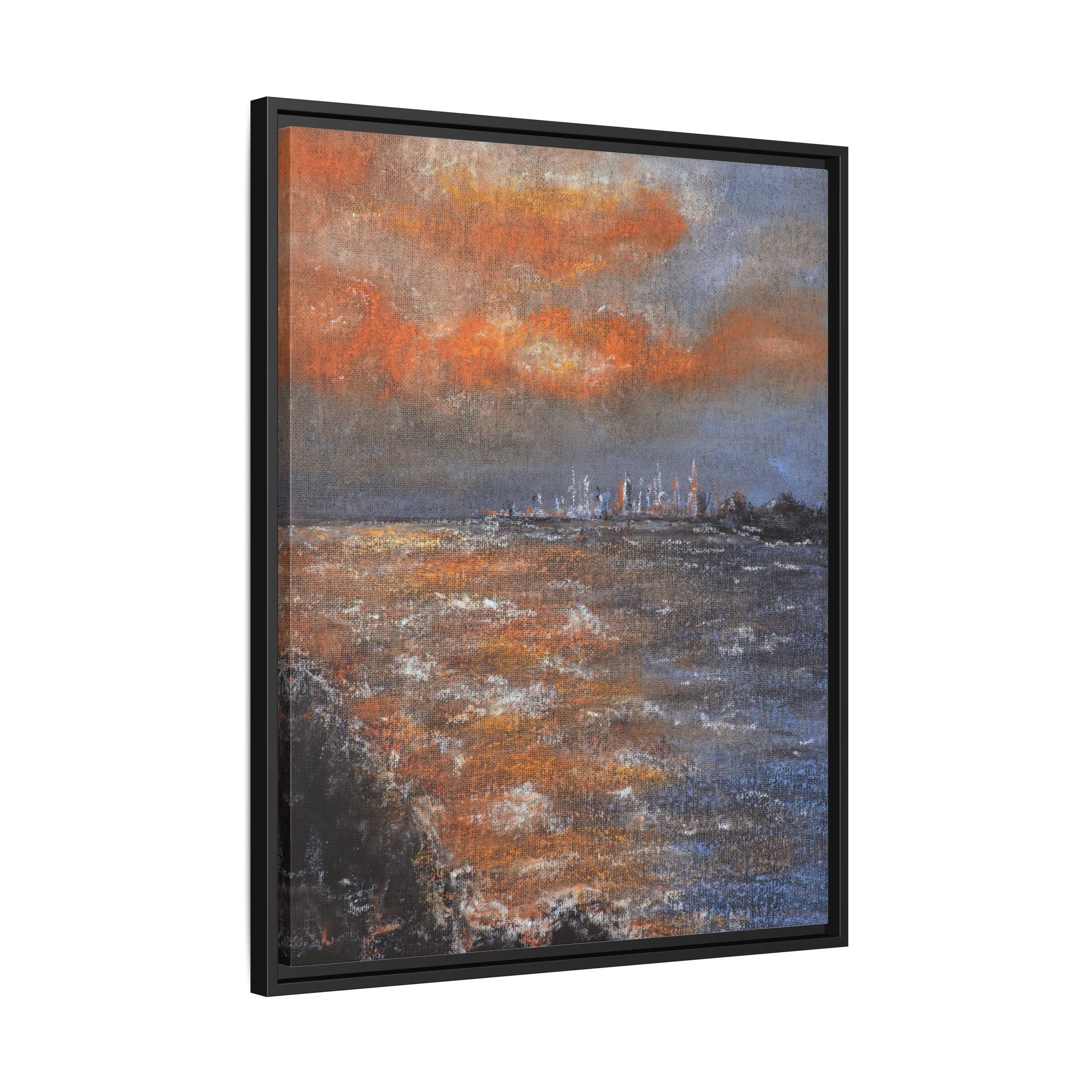 Framed Matte Canvas Print — Coastal Sunset Seascape