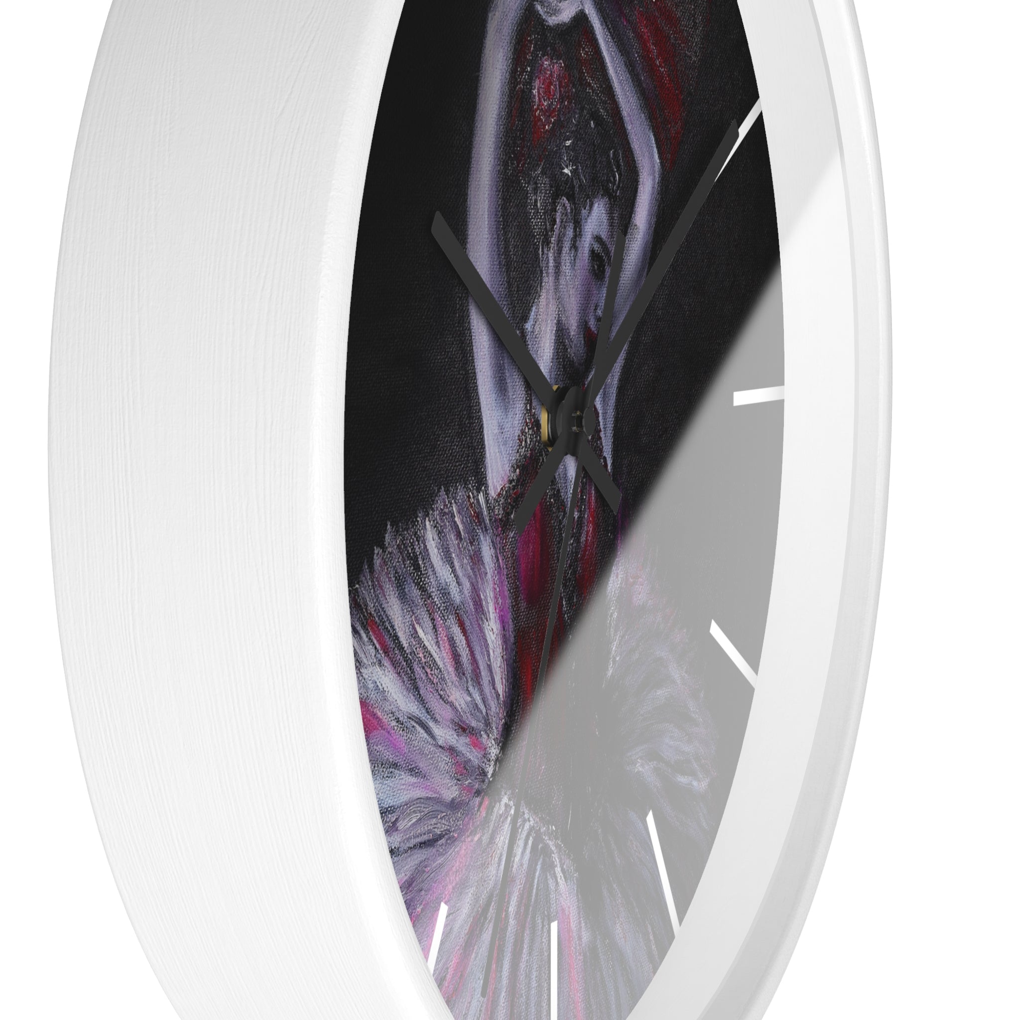 Ballet Dancer Wall Clock — Dramatic Red & Black Ballerina Art Timepiece
