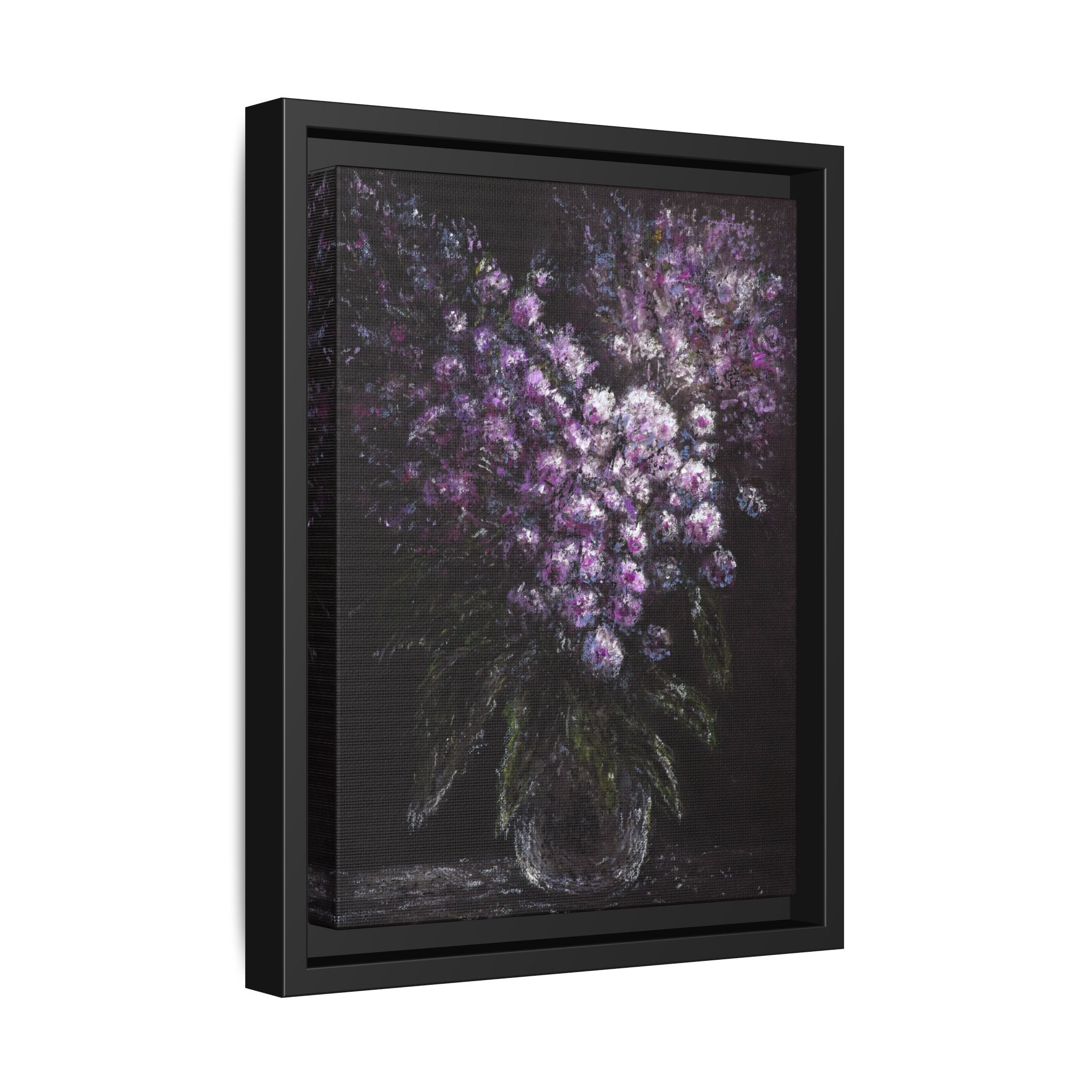 Framed Matte Canvas: Moody Purple Floral Bouquet Wall Art