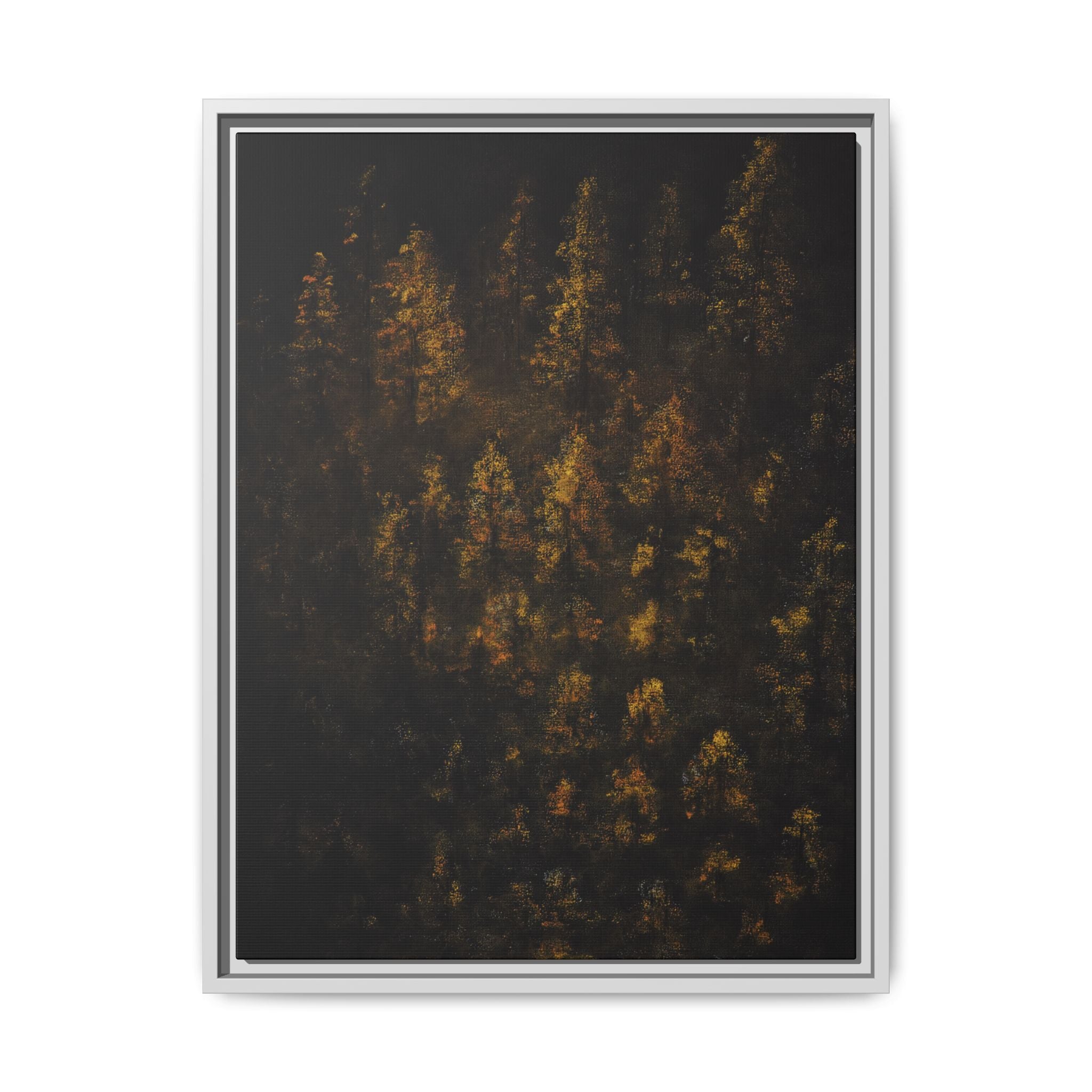 Framed Matte Canvas Forest Print — Golden Autumn Trees Wall Art