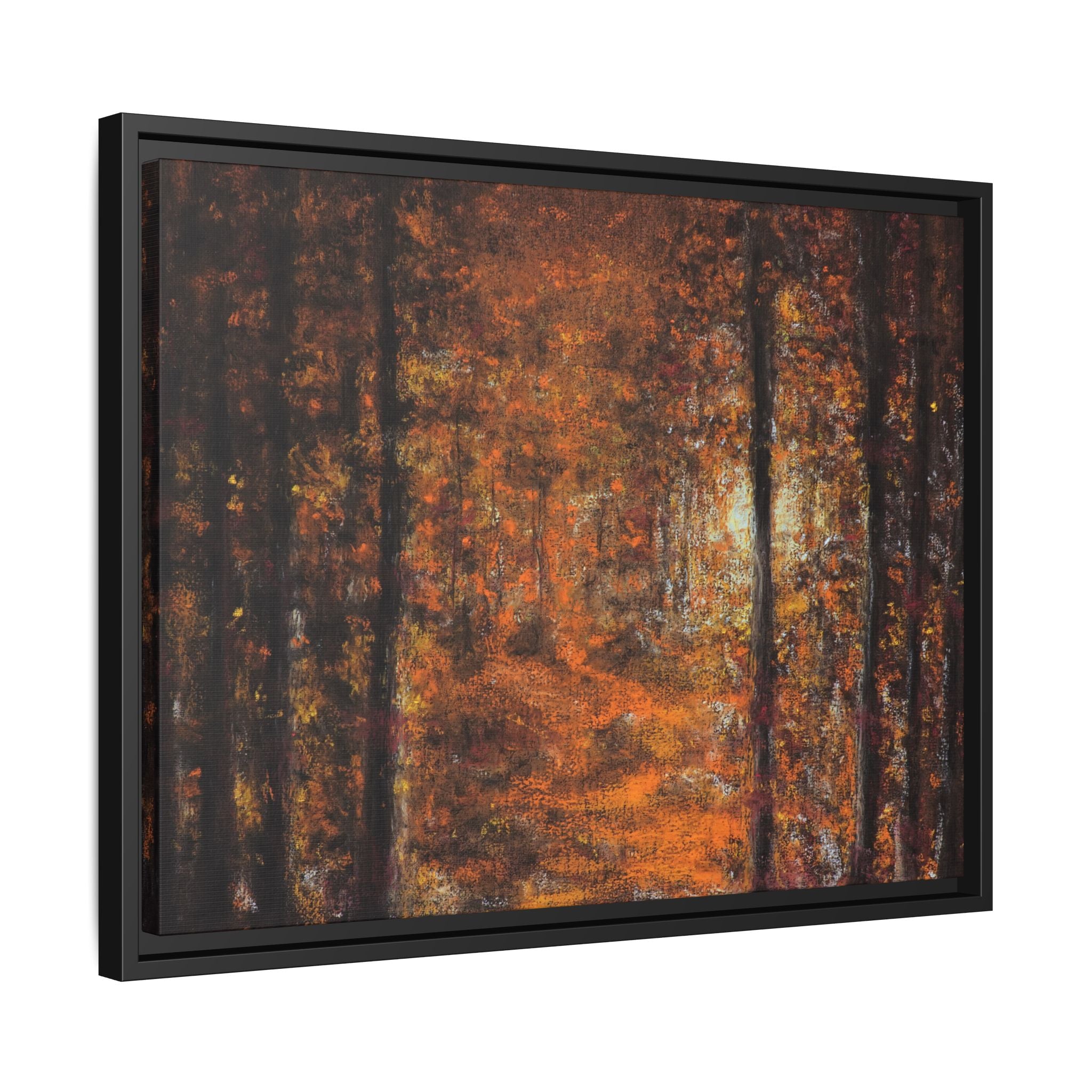 Autumn Forest Path Matte Canvas Framed Wall Art