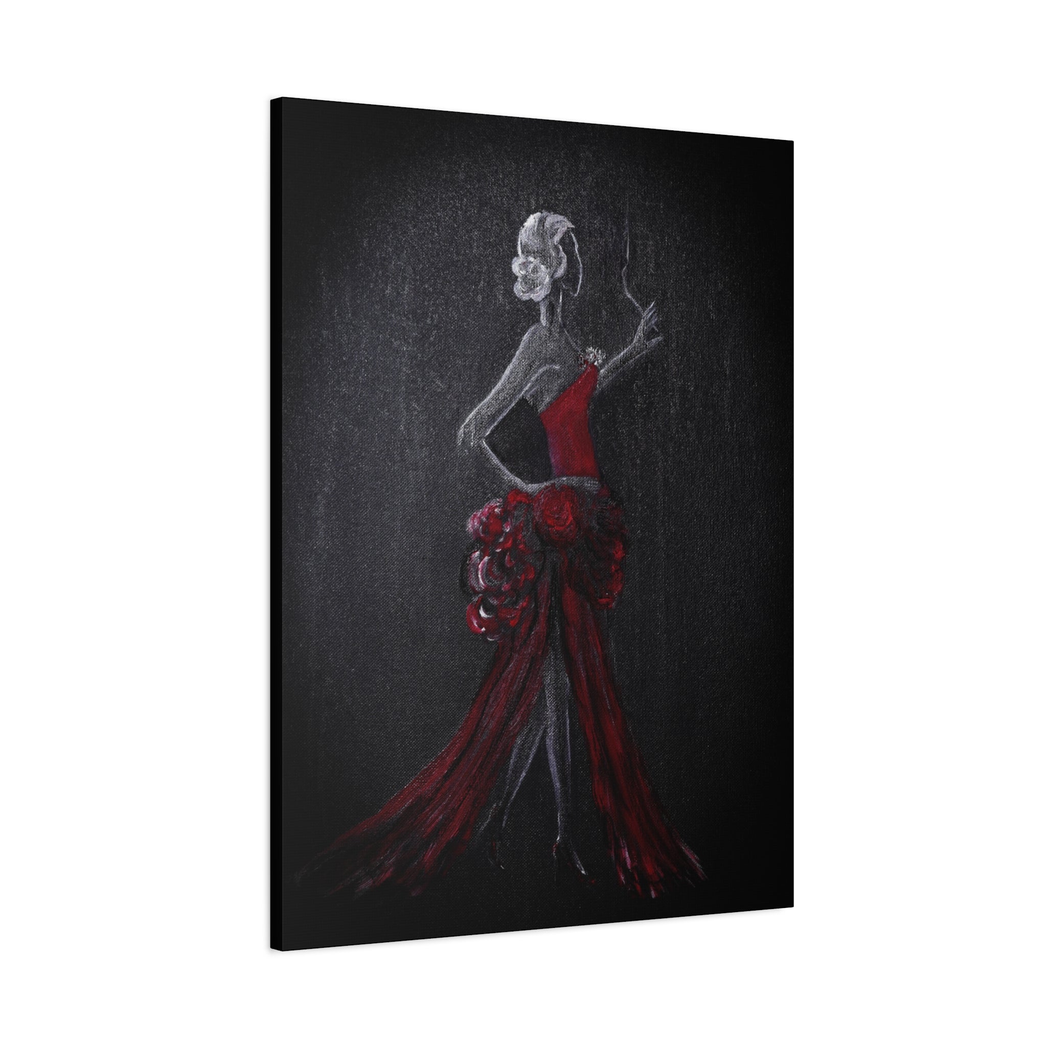 Flamenco Dancer Red Dress Canvas Art — Matte Stretched Wall Painting