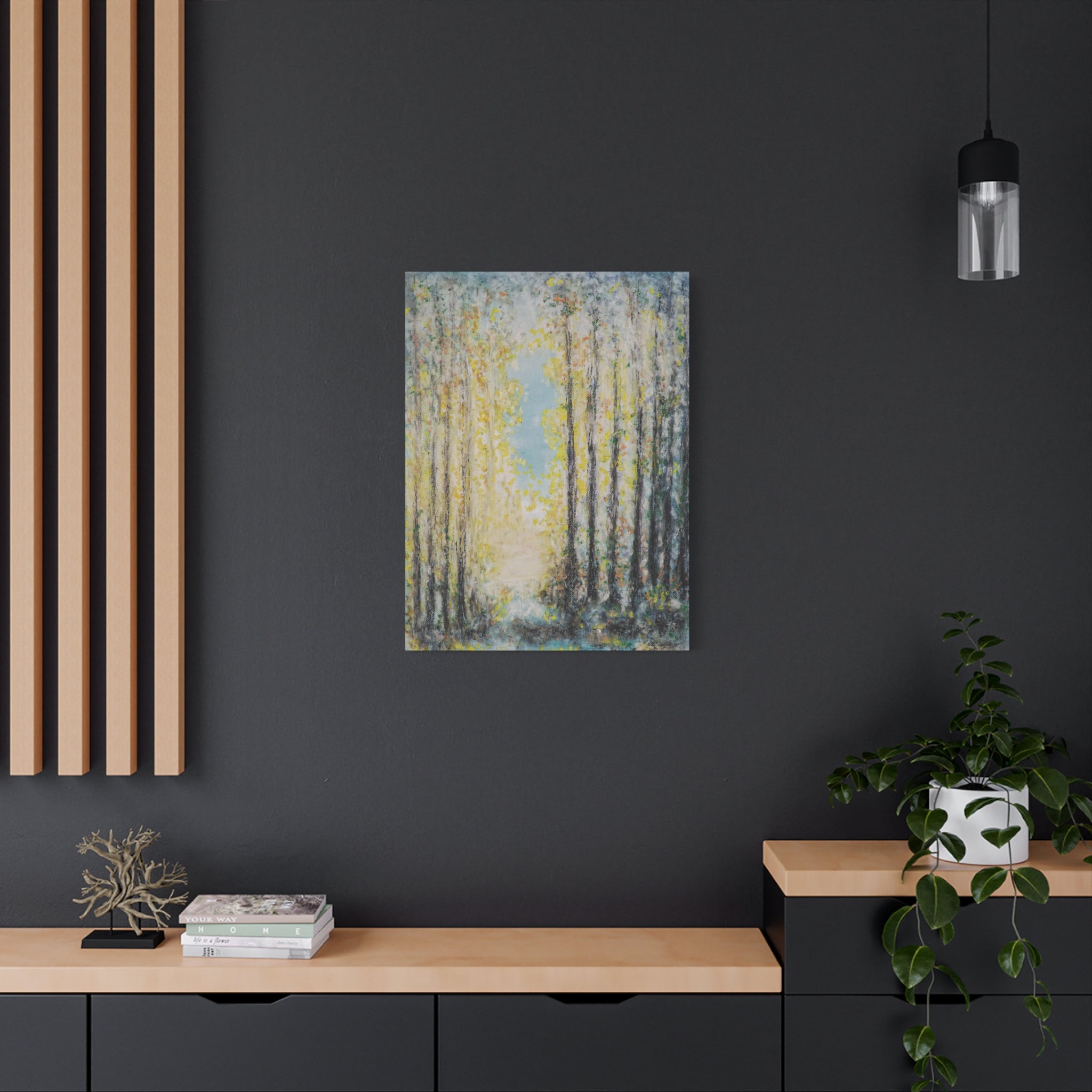 Forest Light Matte Canvas Print — Tranquil Birch Tree Wall Art