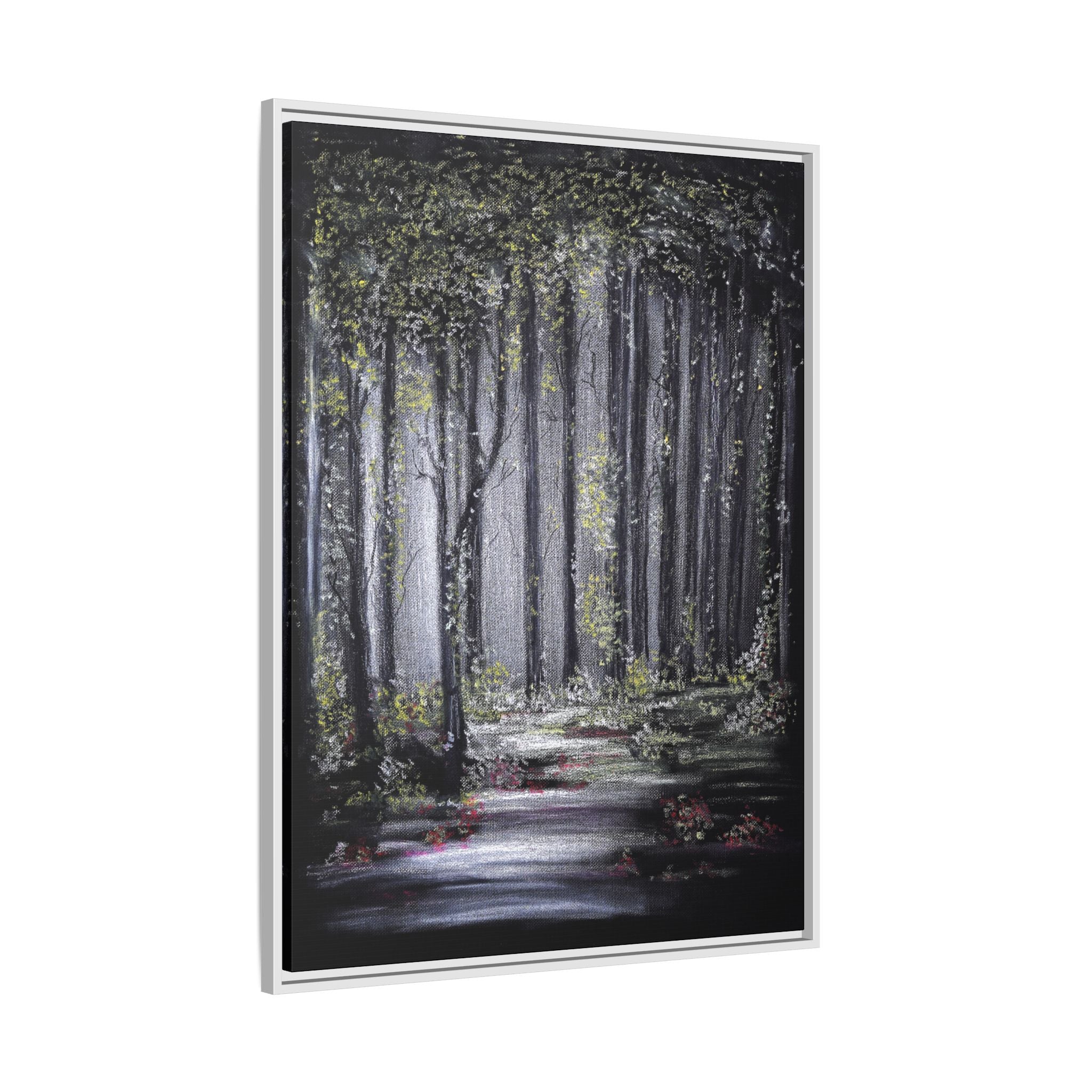 Framed Forest Path Matte Canvas Print — Serene Woodland Wall Art