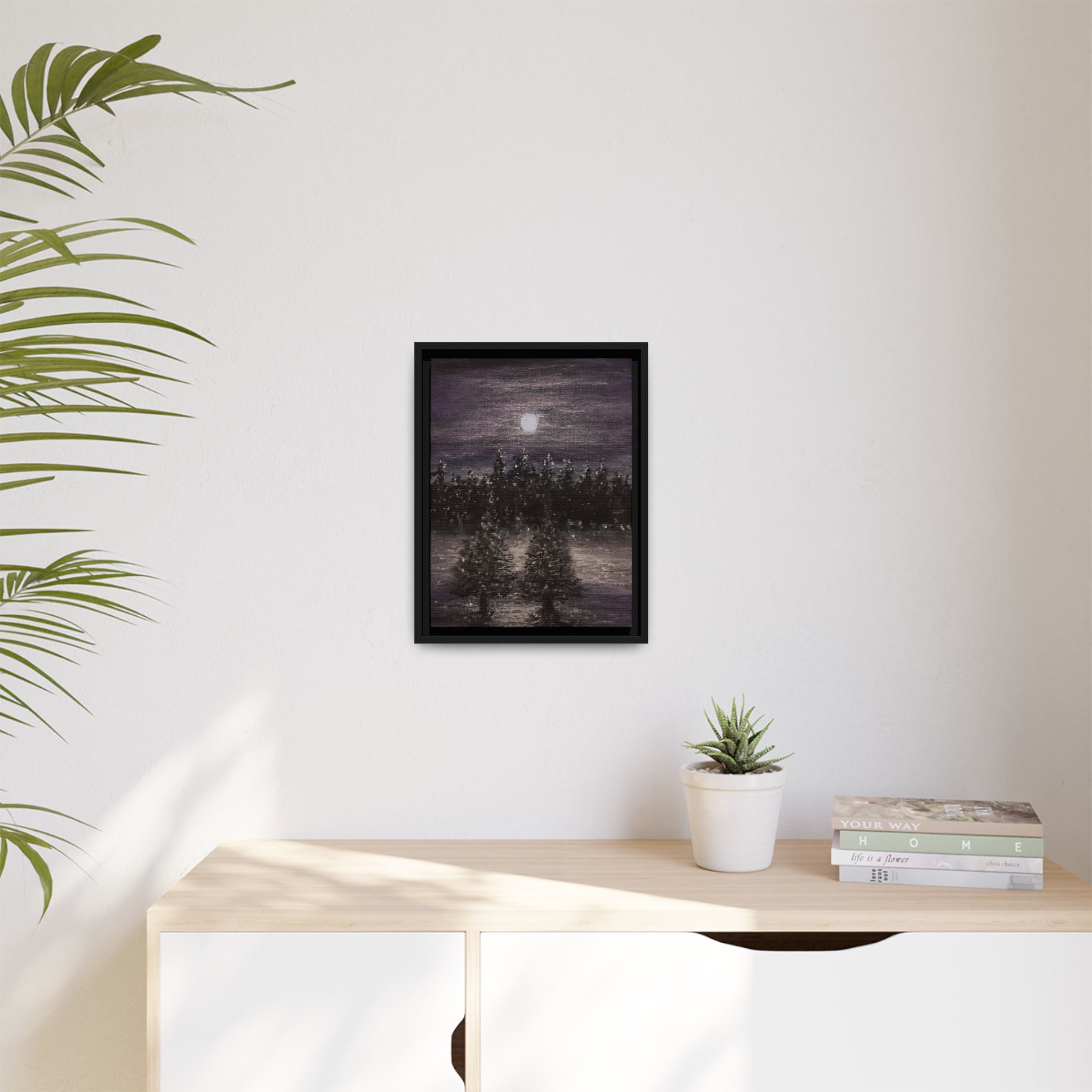 Moonlit Forest Matte Canvas Print — Framed Wall Art