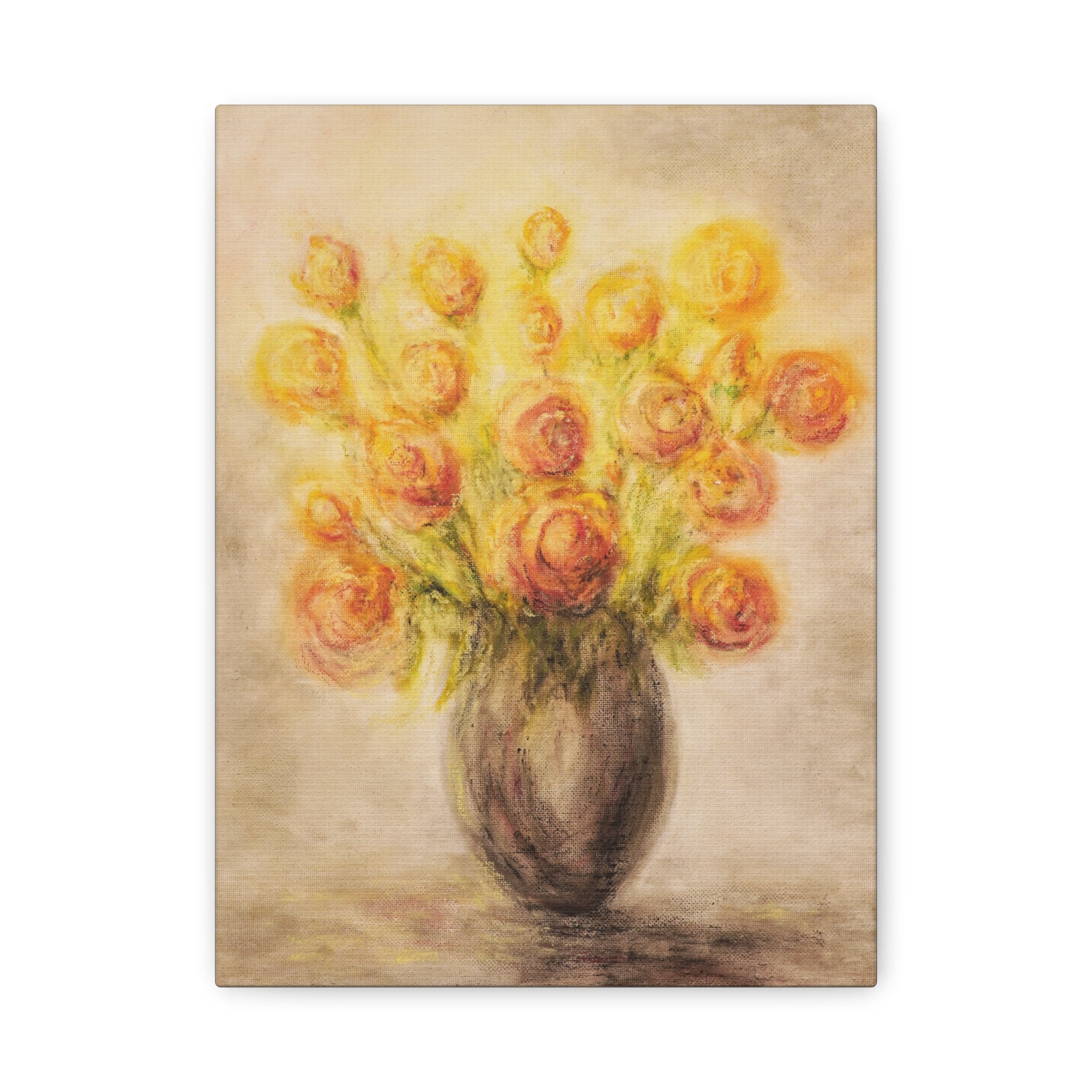 Matte Canvas Print - Golden Rose Bouquet Wall Art (Stretched 1.25")
