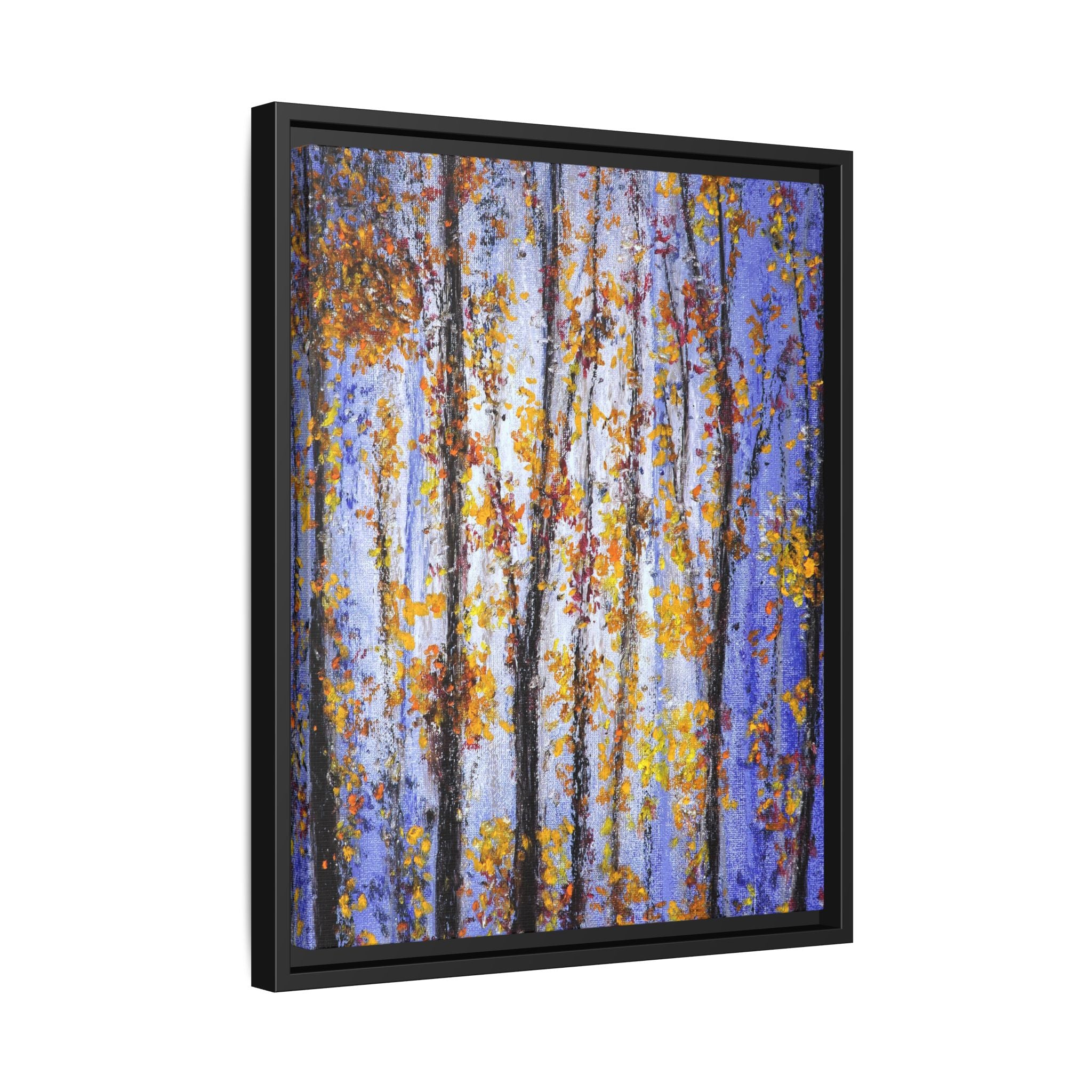 Framed Matte Canvas Art – Autumn Aspen Trees Wall Print