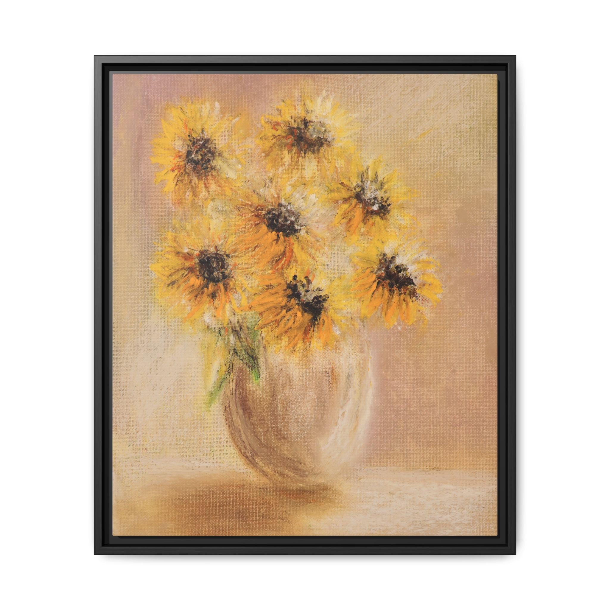 Framed Sunflower Vase — Matte Canvas Wall Art