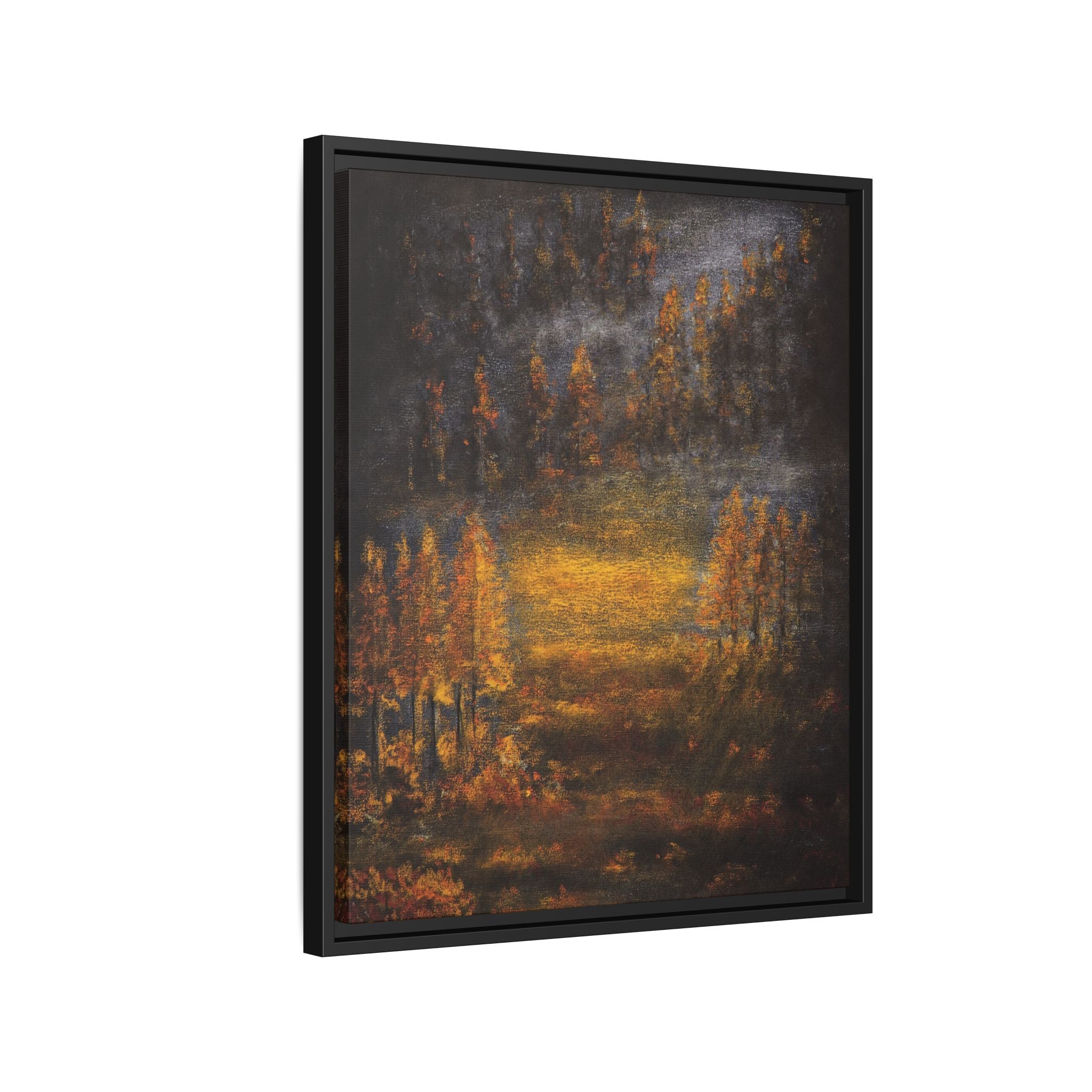 Autumn Glow Landscape - Framed Matte Canvas Wall Art