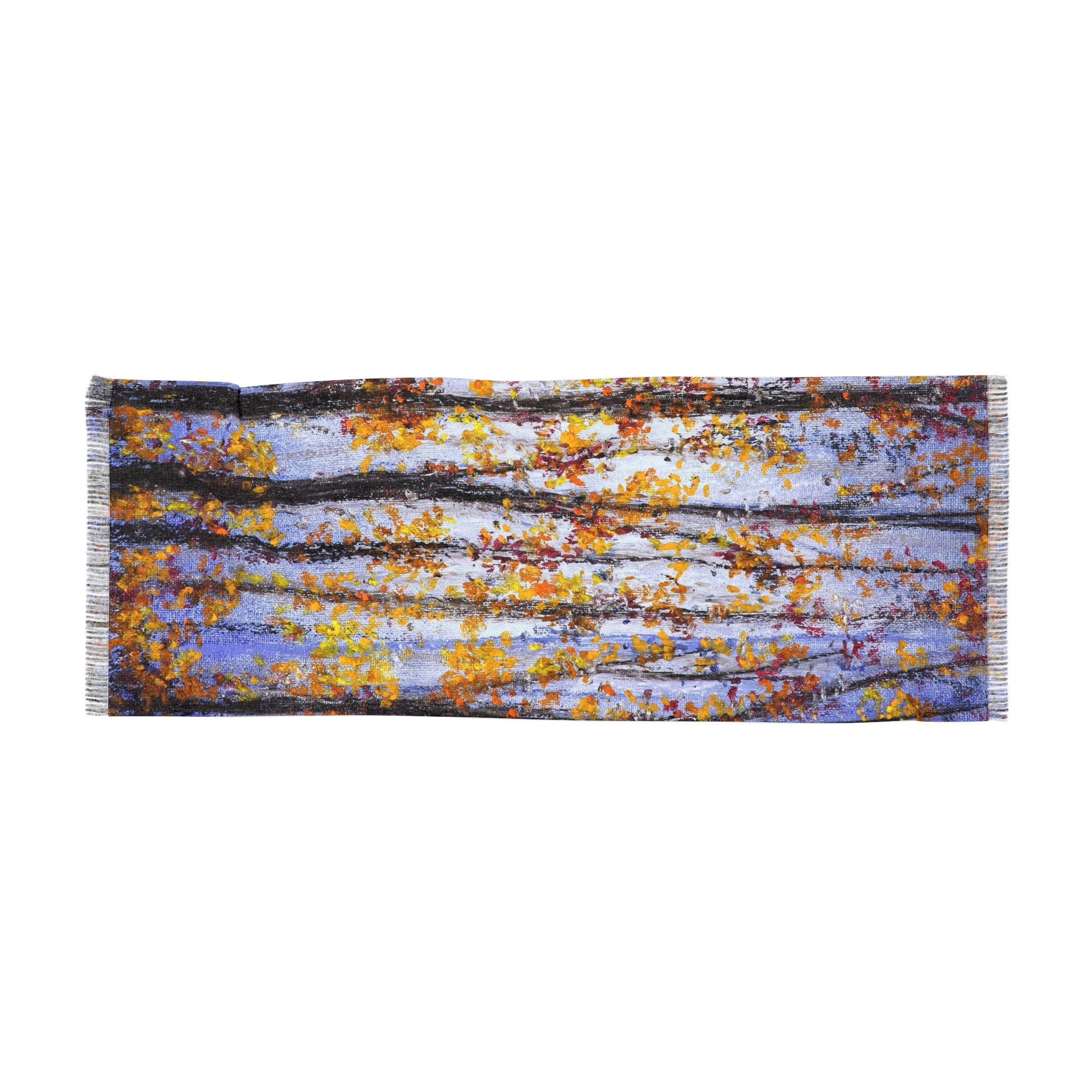 Autumn Birch Light Scarf – Soft Fall Leaves Print Fashion Wrap