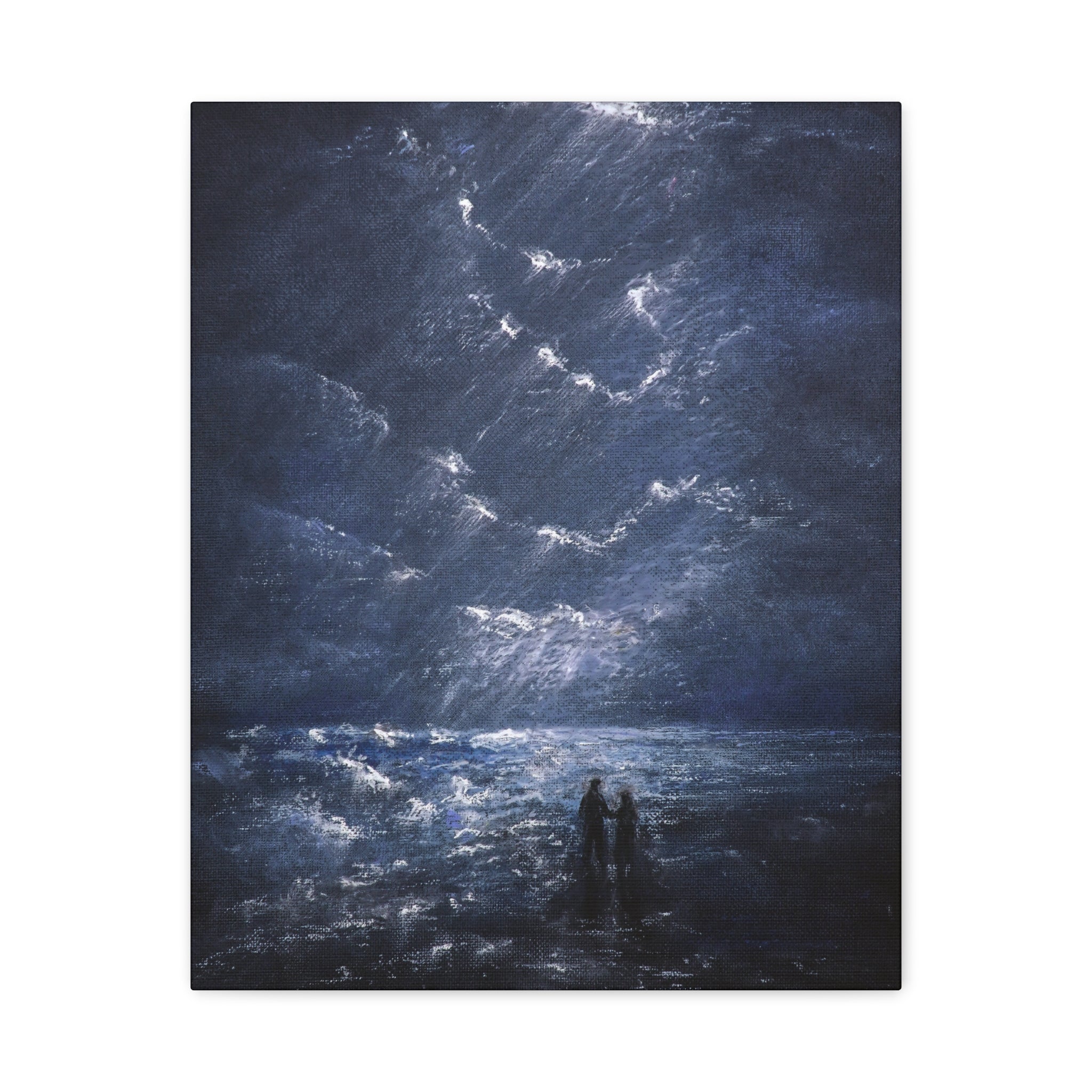 Couple on Shore at Night, Matte Stretched Wall Decor