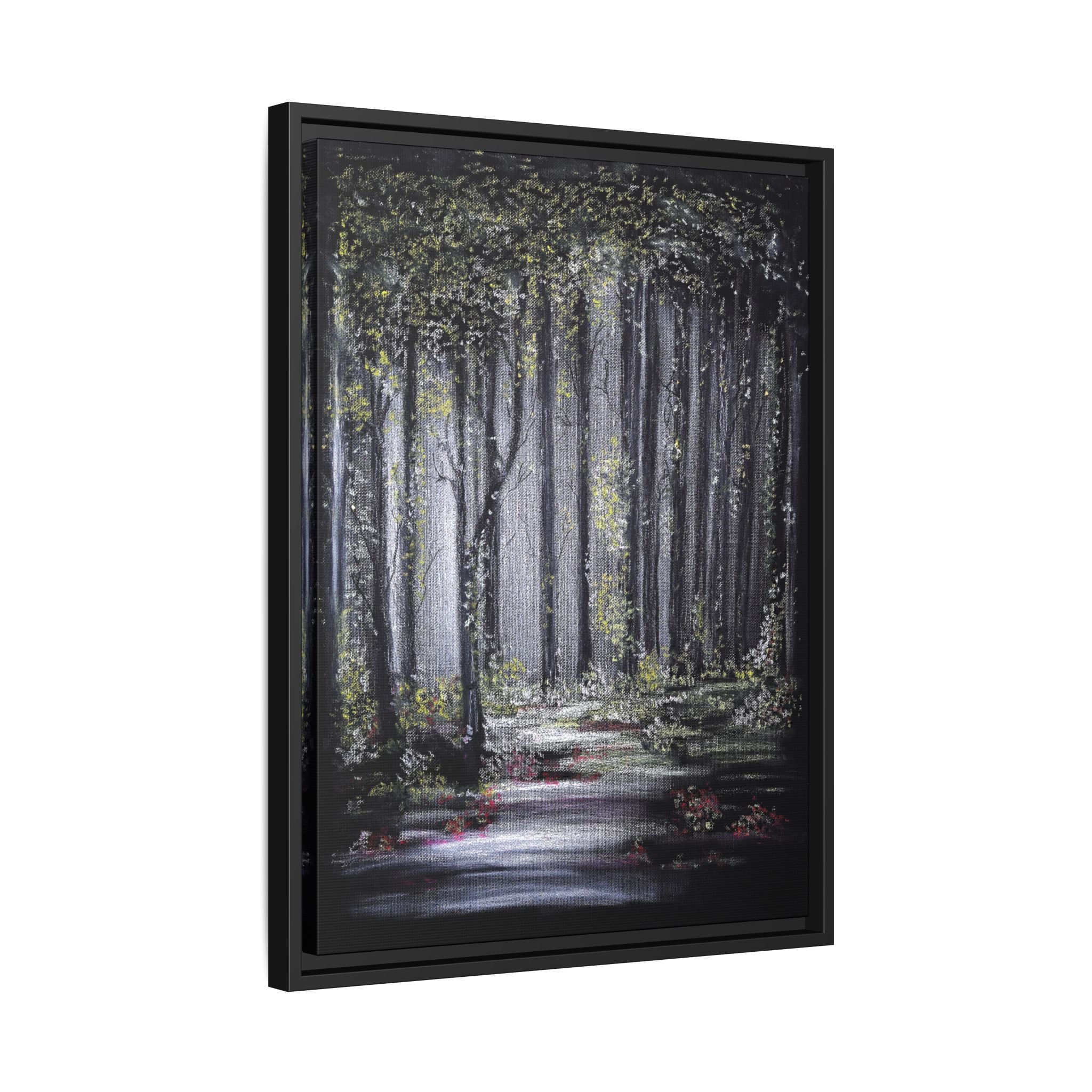 Framed Forest Path Matte Canvas Print — Serene Woodland Wall Art