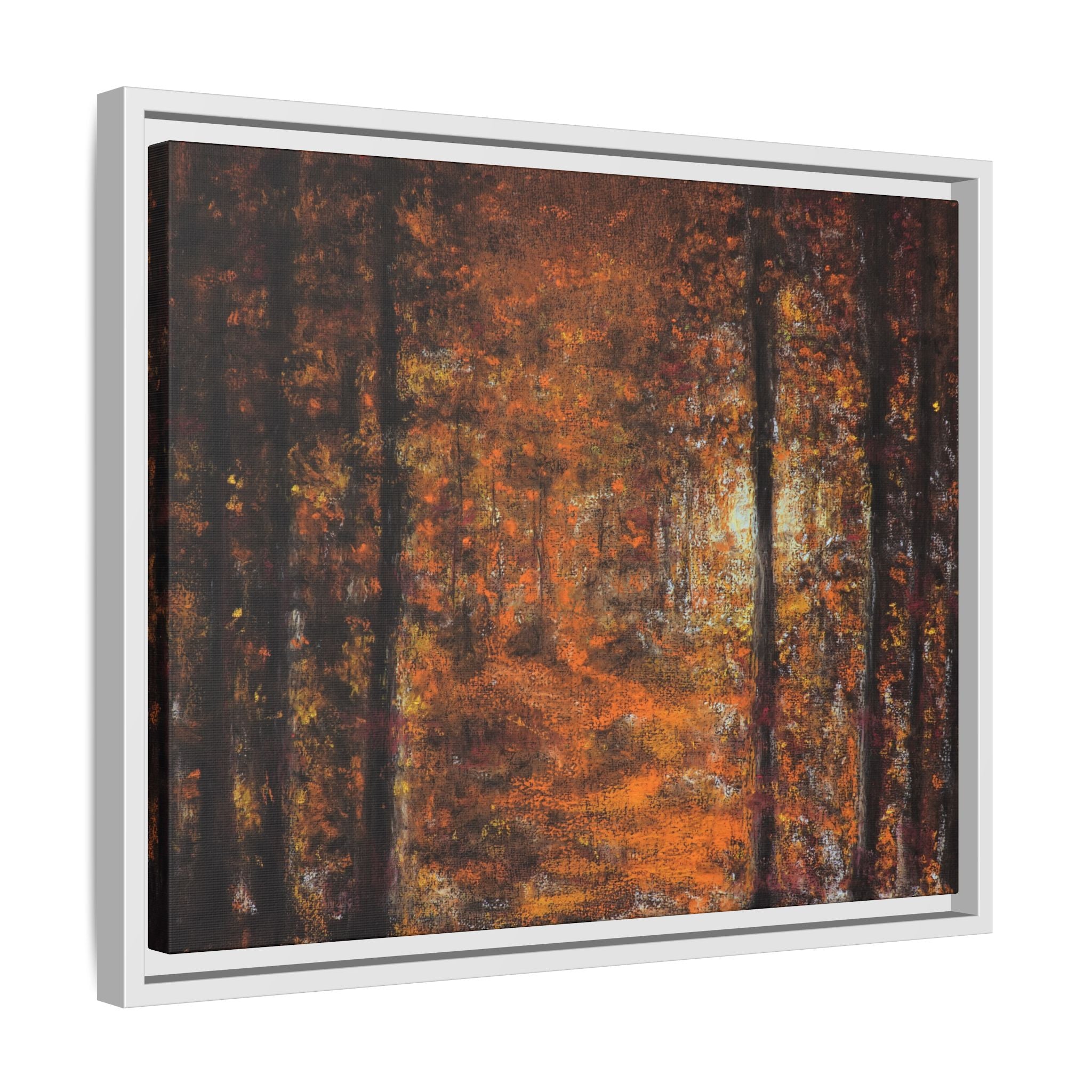 Autumn Forest Path Matte Canvas Framed Wall Art