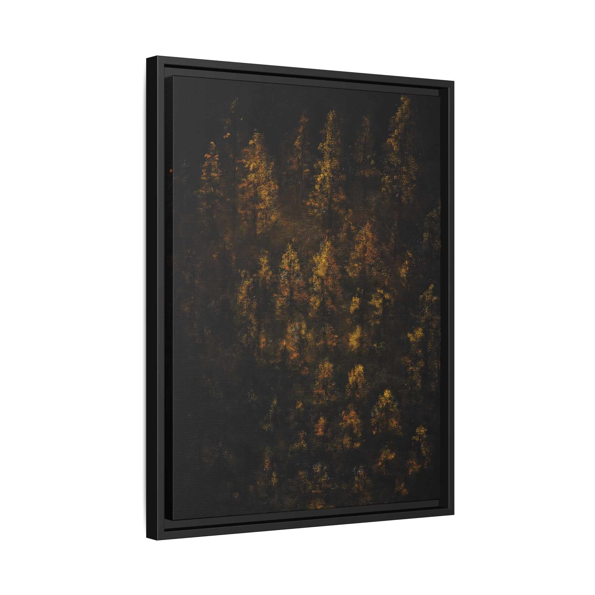 Framed Matte Canvas Forest Print — Golden Autumn Trees Wall Art