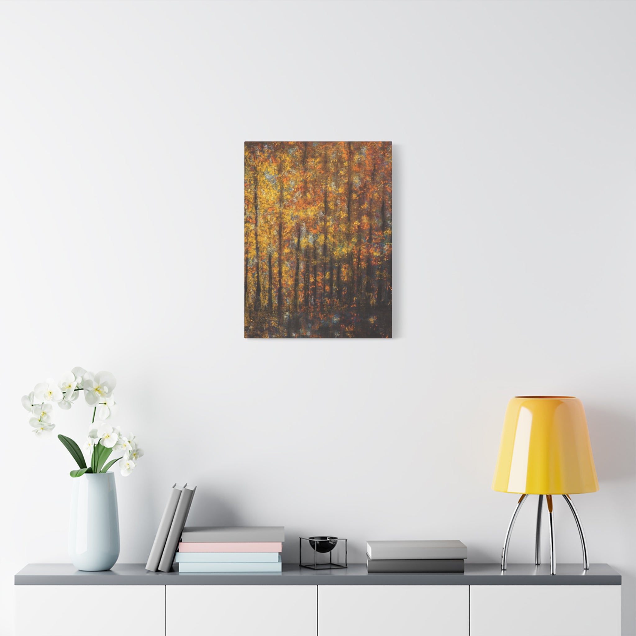 Autumn Forest Matte Canvas Wall Art – Golden Fall Trees