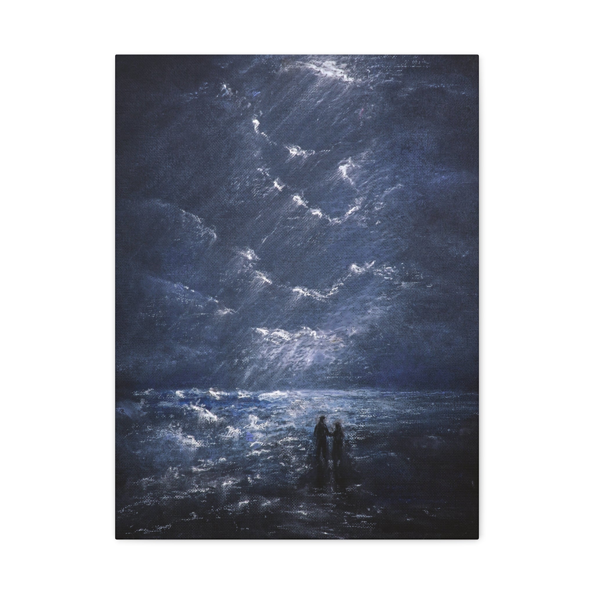 Couple on Shore at Night, Matte Stretched Wall Decor
