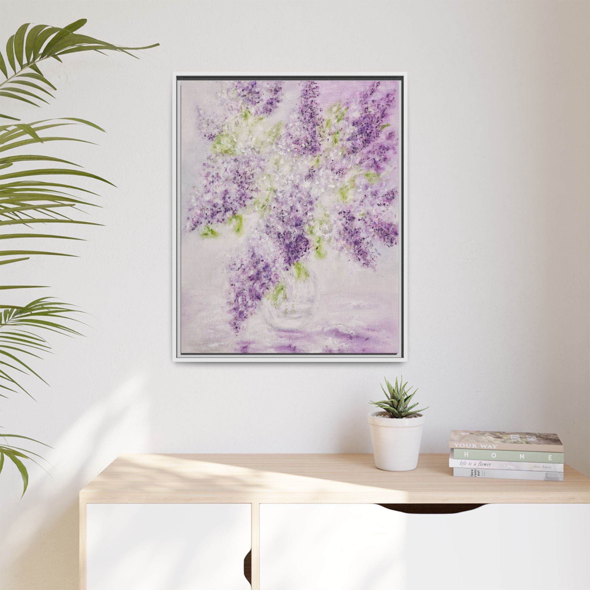 Framed Lilac Canvas Print — Matte Floral Wall Art