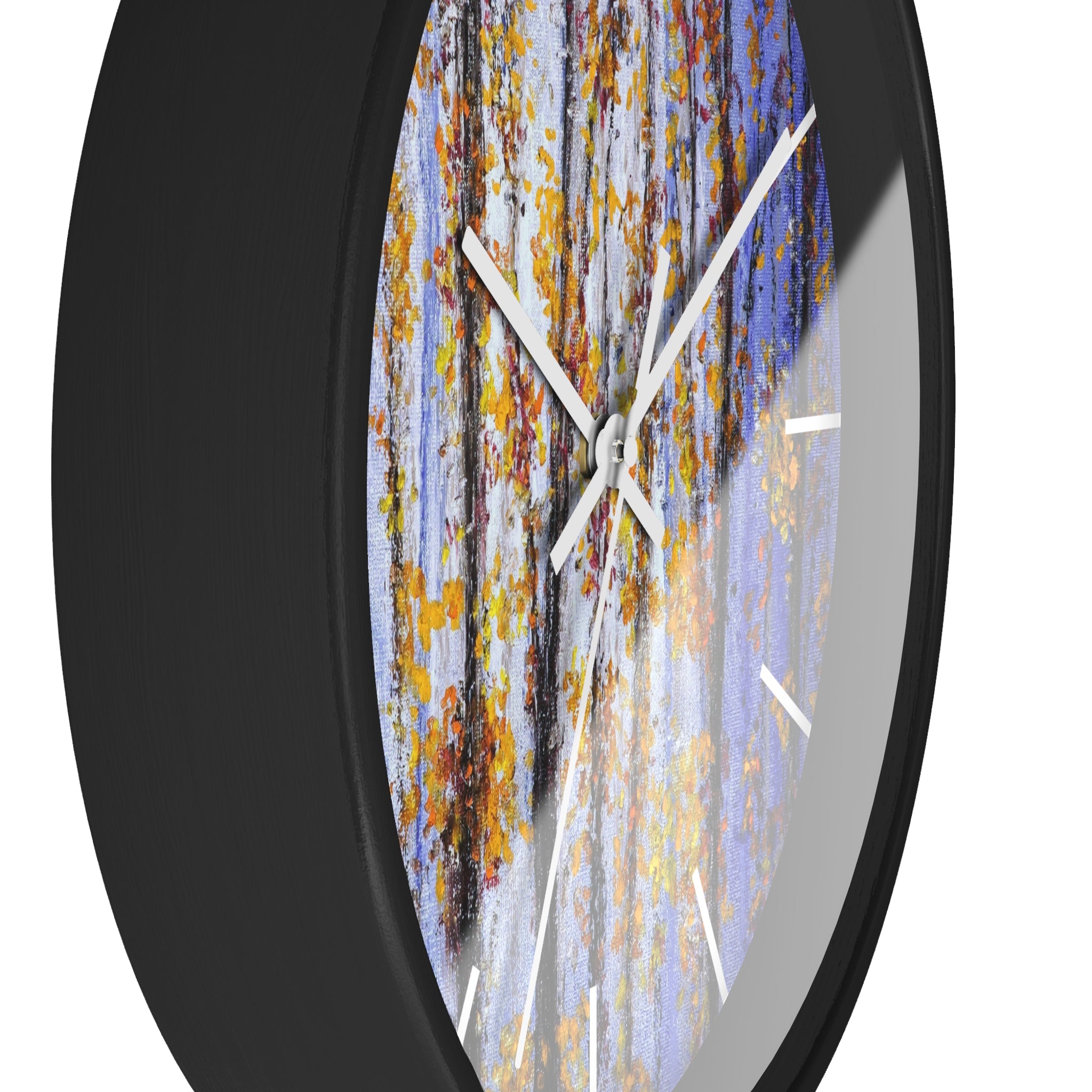 Autumn Aspen Wall Clock — Forest Birch Trees Fall Leaves Decorative Clock