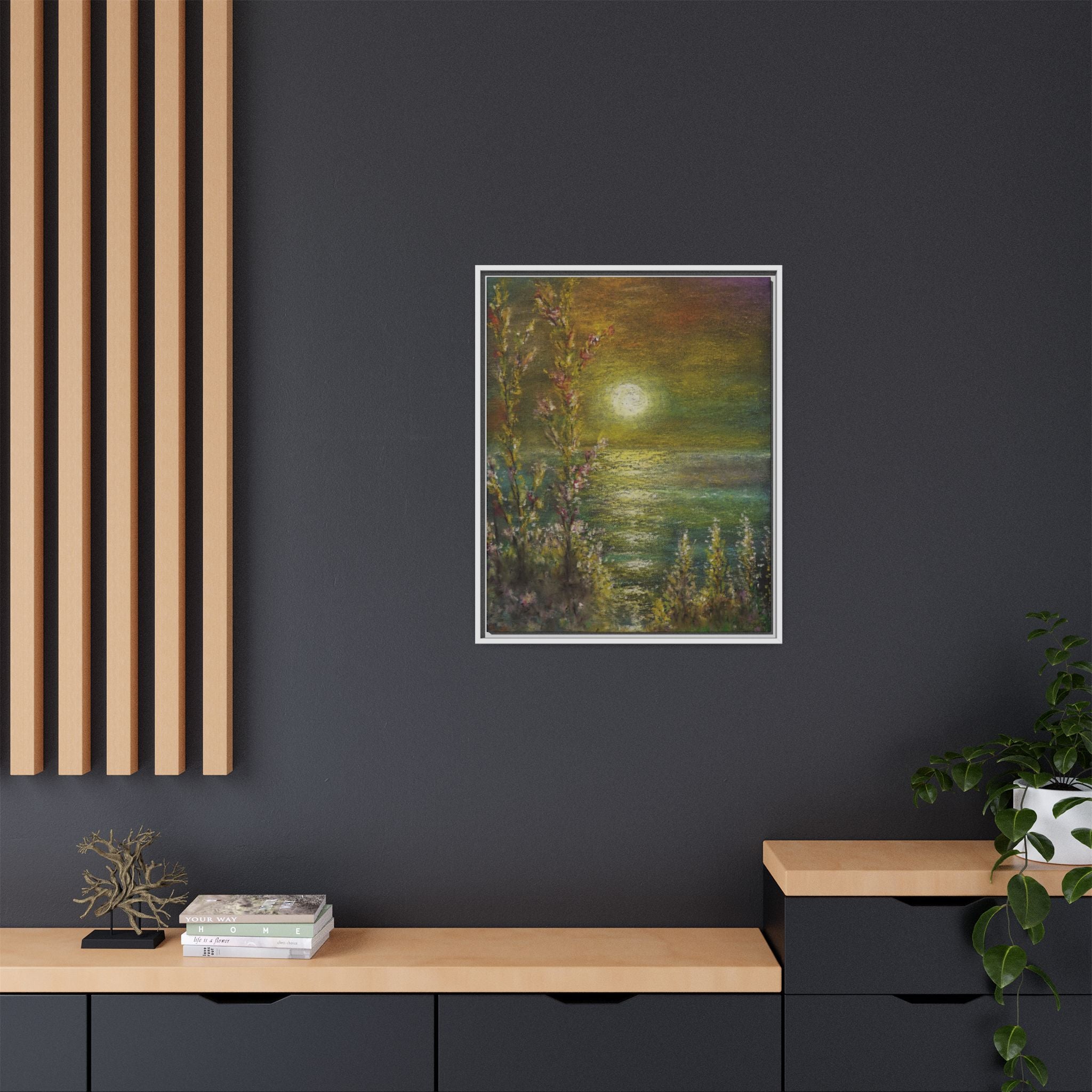 Framed Matte Canvas Print — Tranquil Moonlit Seascape