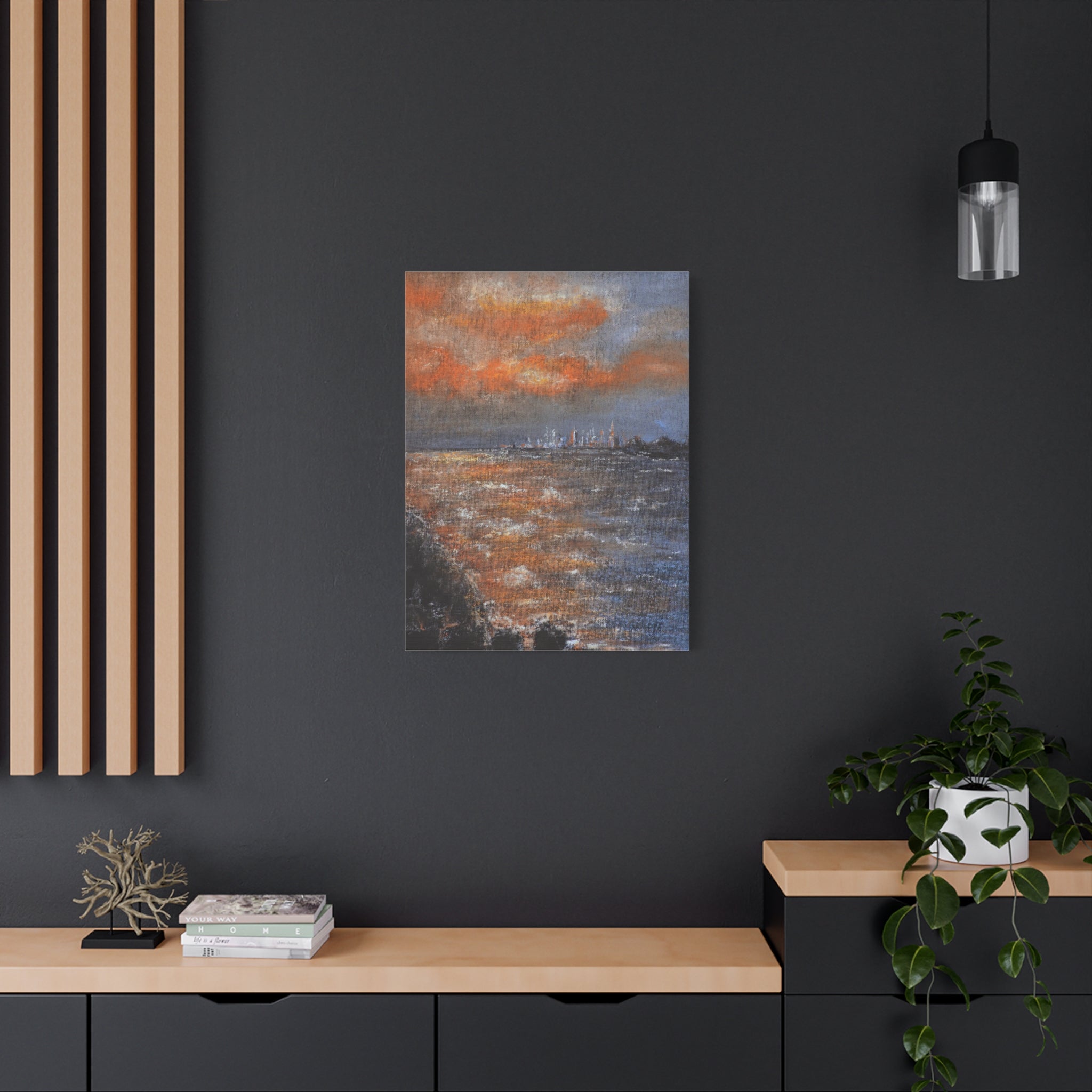 Sunset Coastal Canvas Wall Art — Stretched Matte Landscape Print