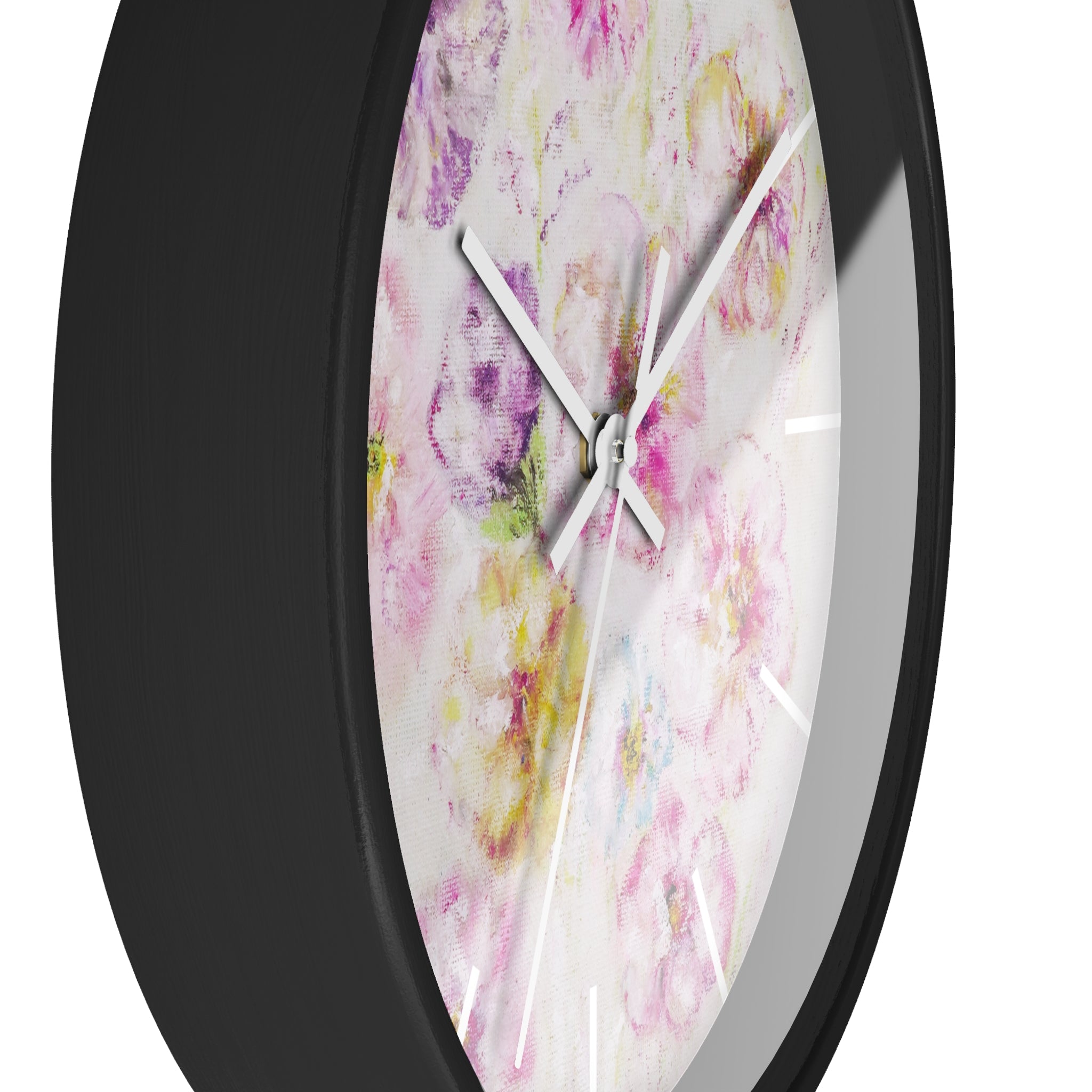 Floral Watercolor Wall Clock — Soft Pink Garden Floral Home Décor