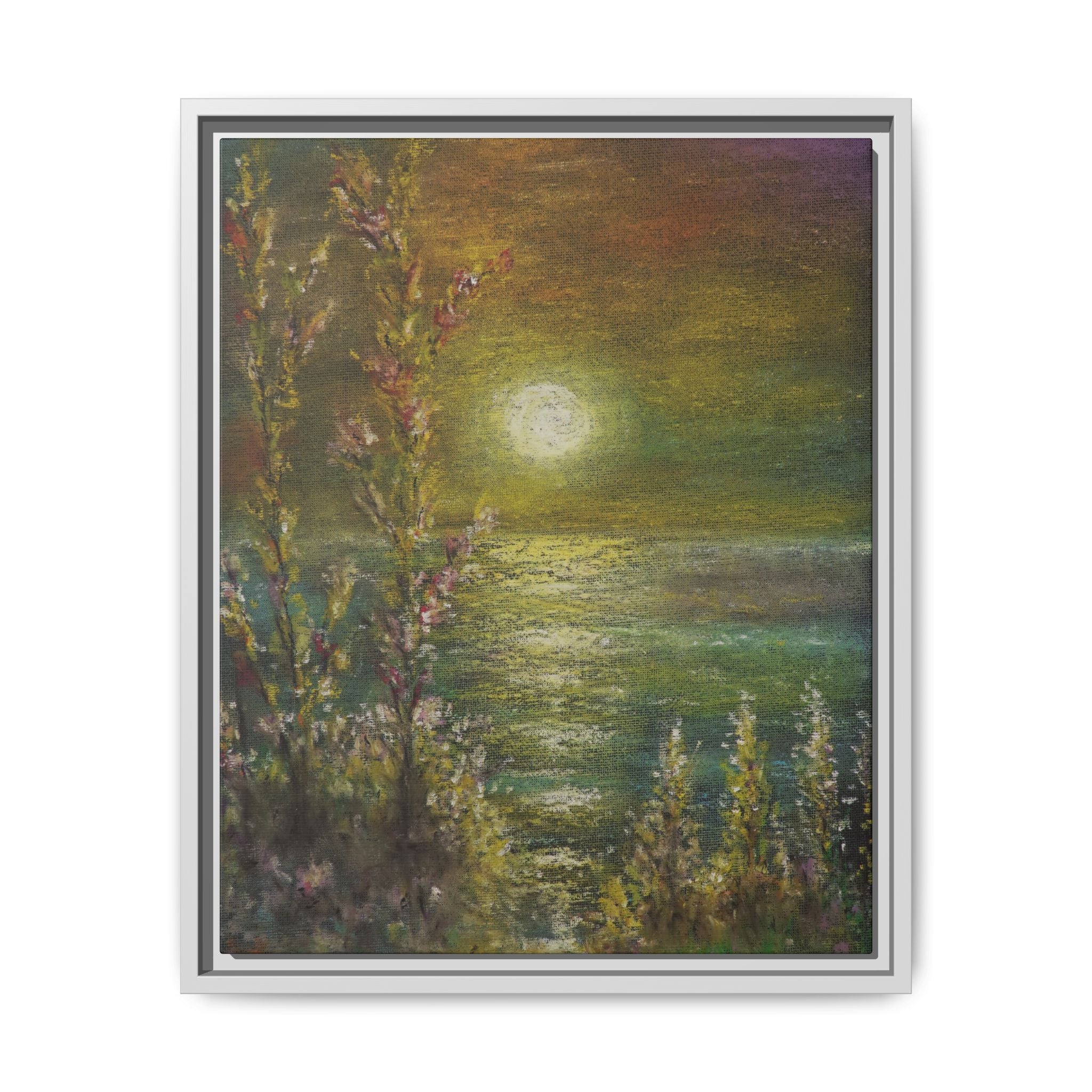 Framed Matte Canvas Print — Tranquil Moonlit Seascape